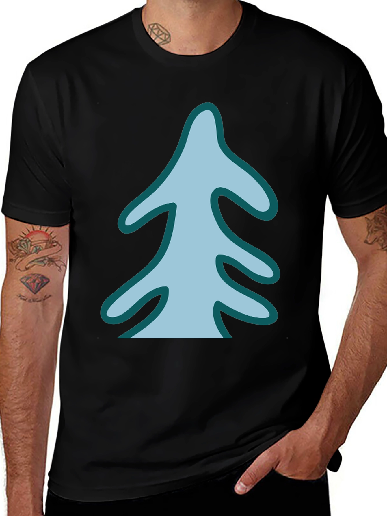 Stylized Tree Graphic Tee - Black