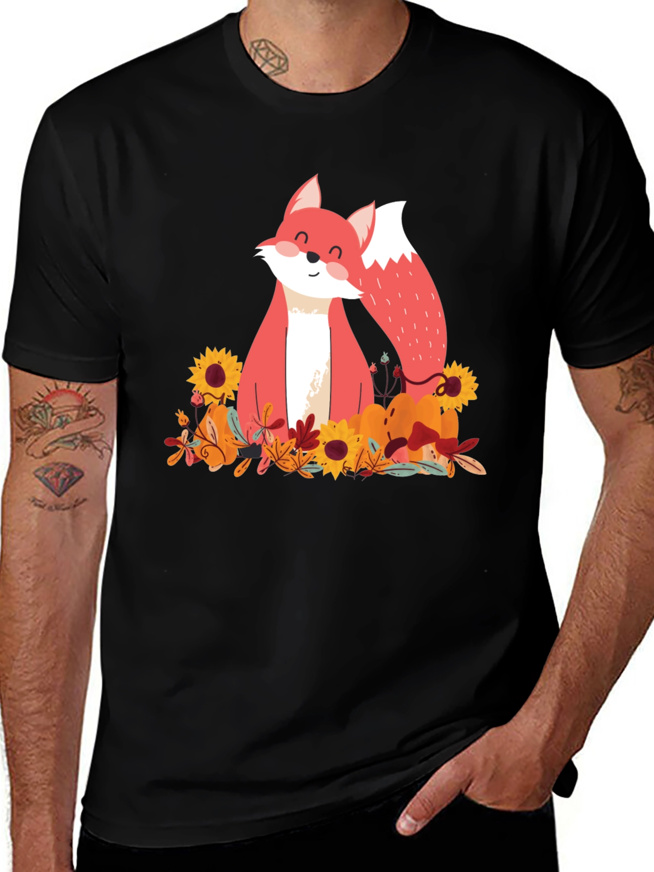 Variant 12 of Autumn Fox Graphic Tee - Unisex Black T-Shirt