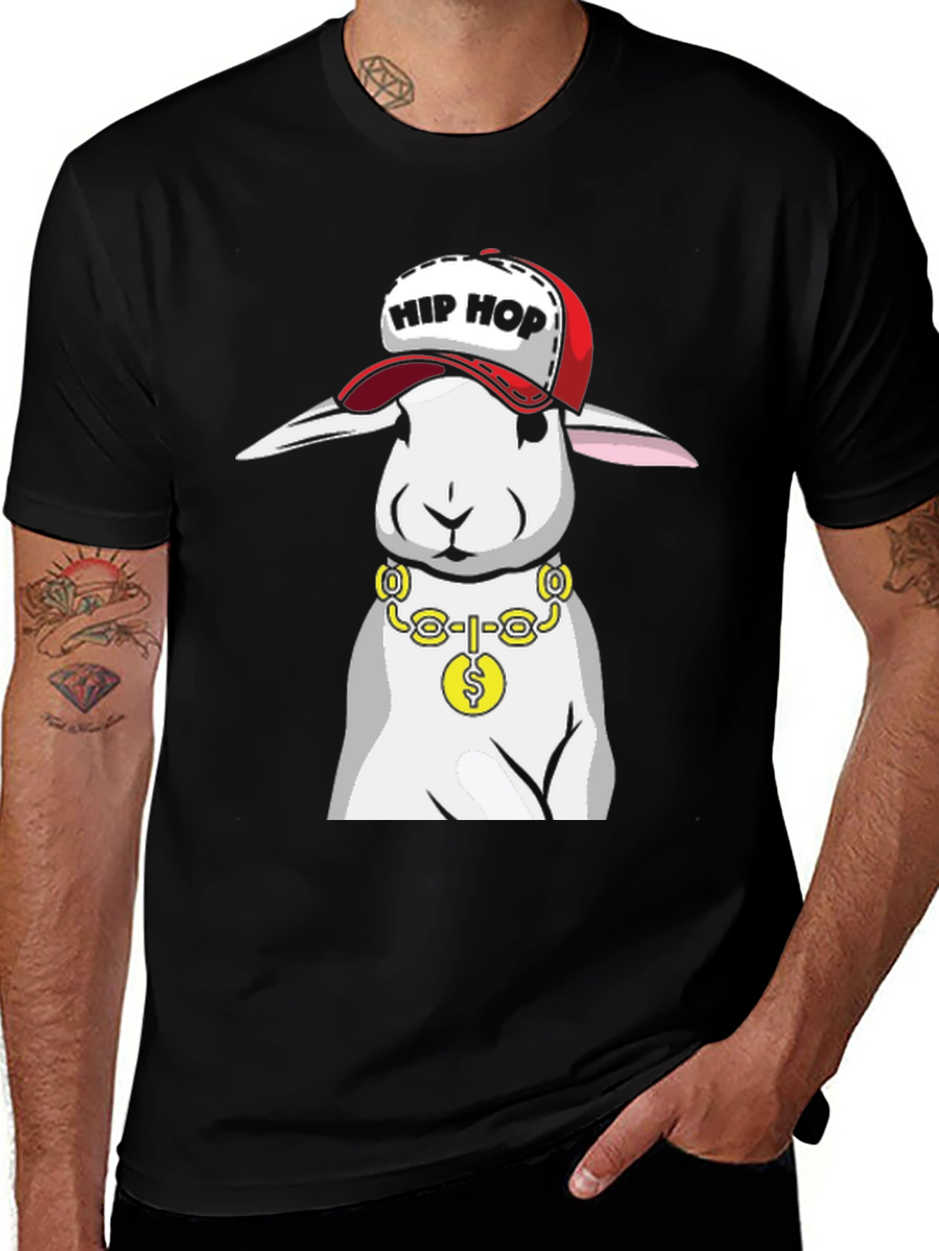 Variant 19 of Hip Hop Rabbit T-Shirt - Black