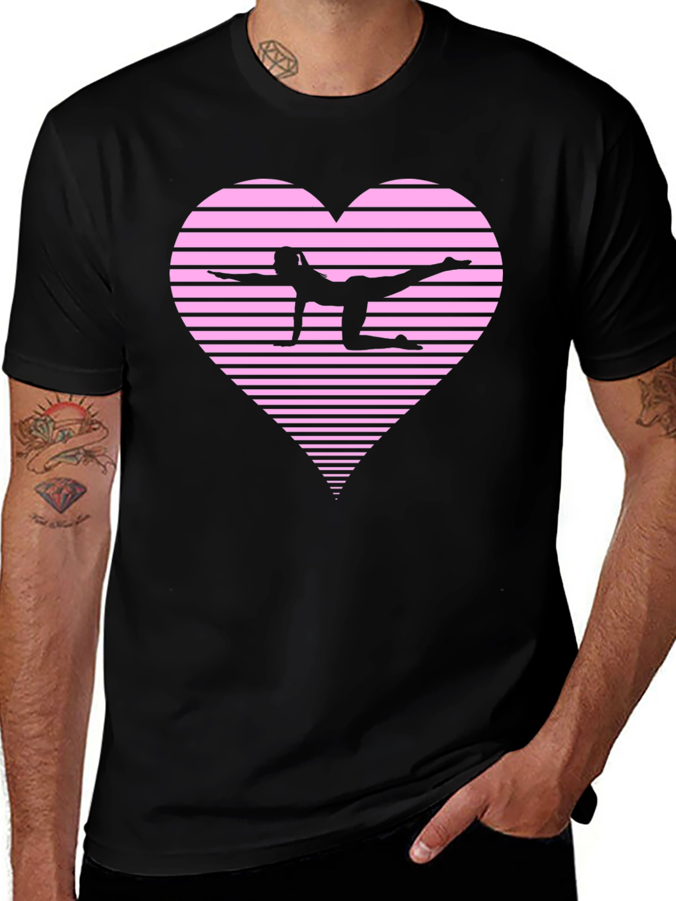 Variant 5 of Yoga Heart T-Shirt - Black, Graphic Tee