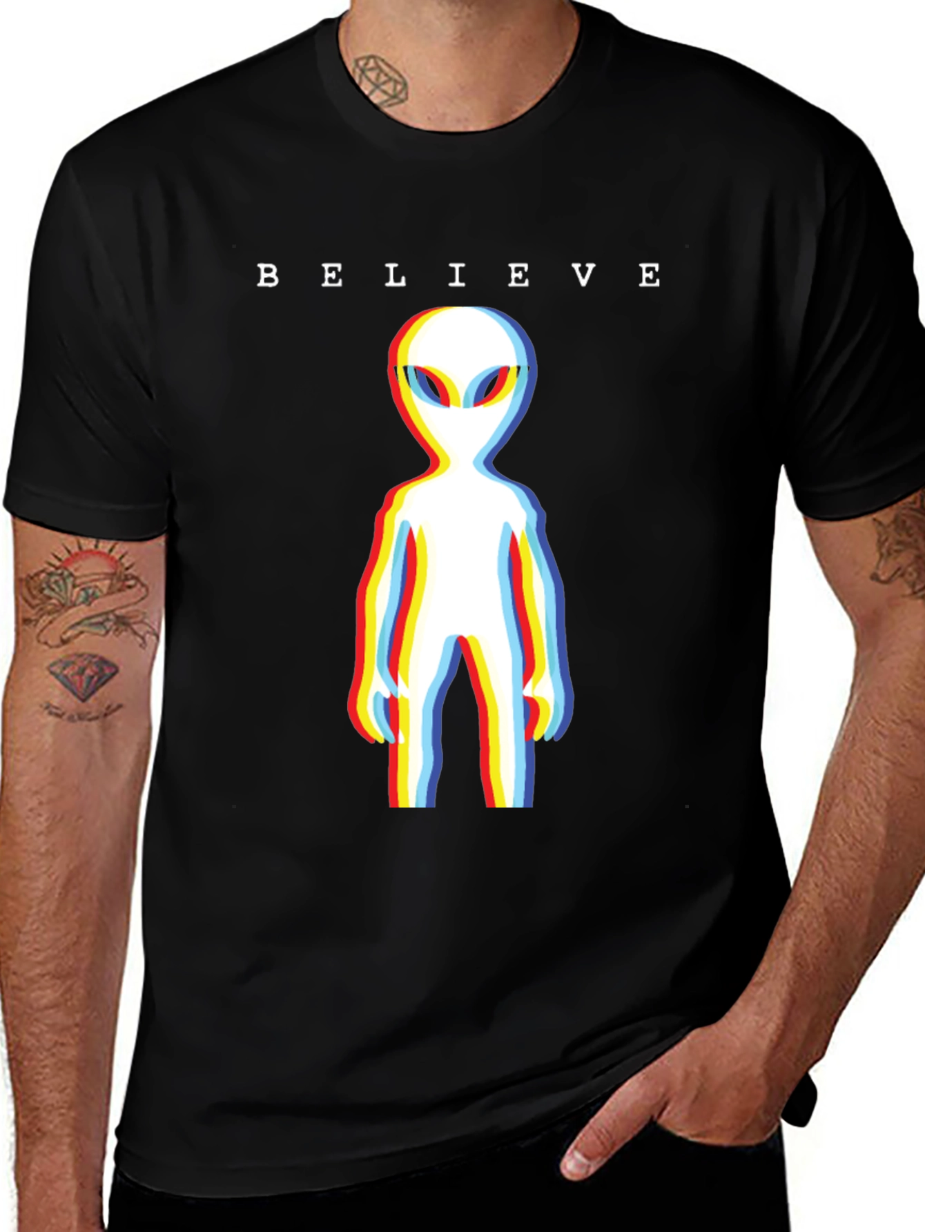 Believe Alien T-Shirt - Retro 3D Style Tee
