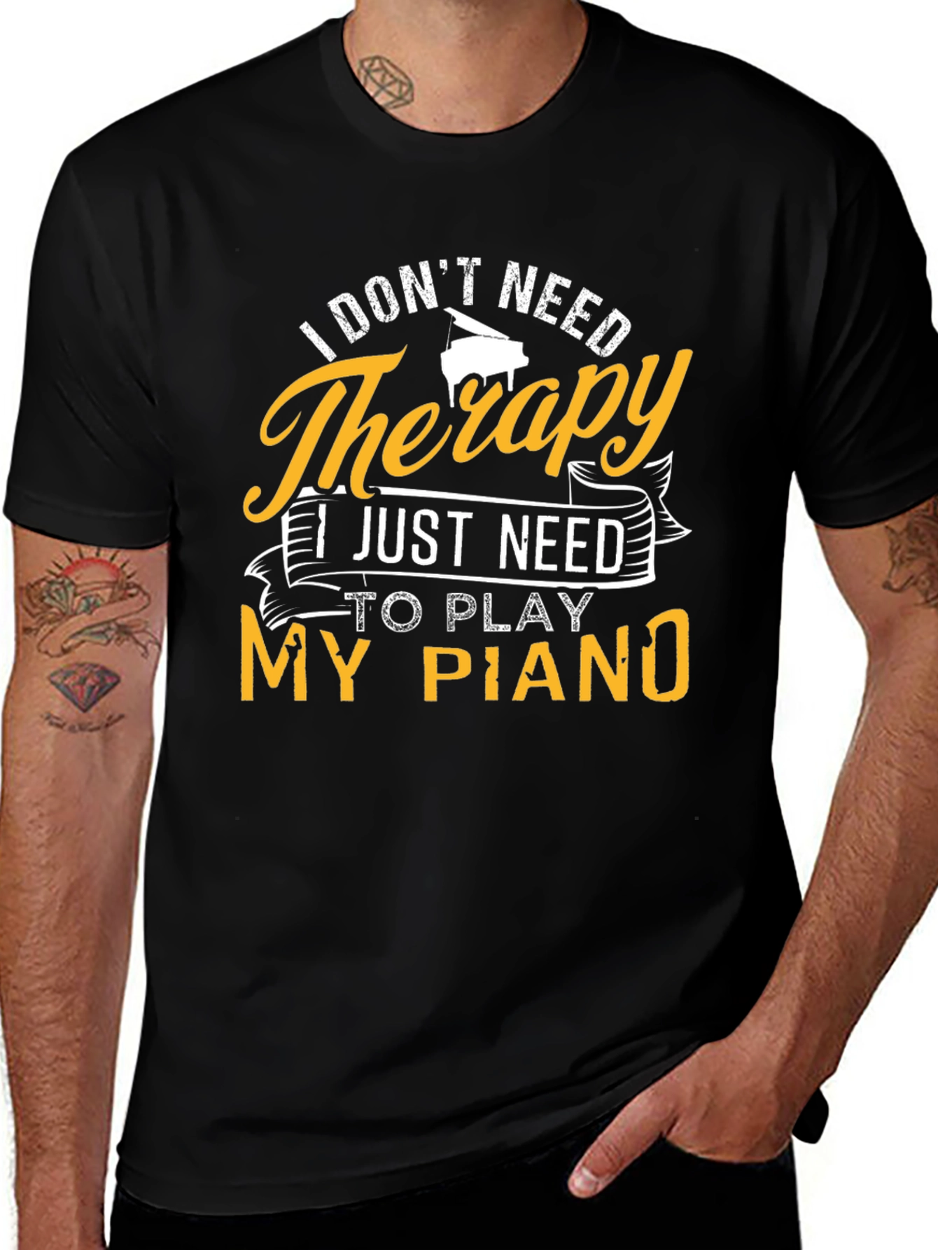 Variant 9 of Piano Therapy Graphic Tee - Musician's T-Shirt