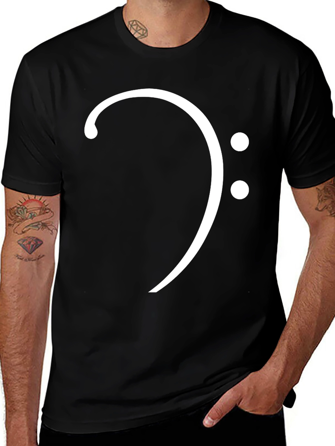 Bass Clef Music T-Shirt - Black Cotton Tee