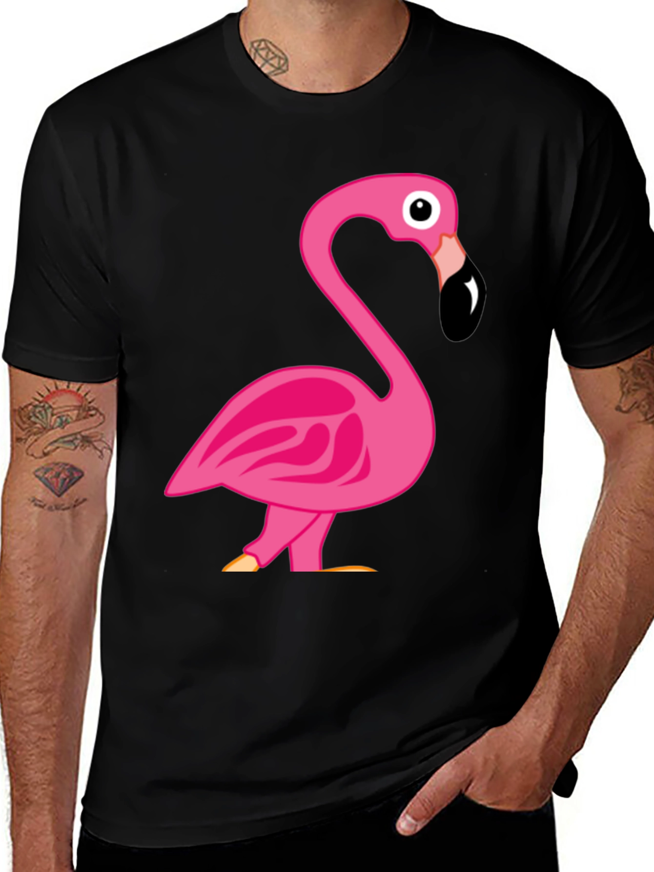Variant 28 of Fun Flamingo Graphic T-Shirt - Black
