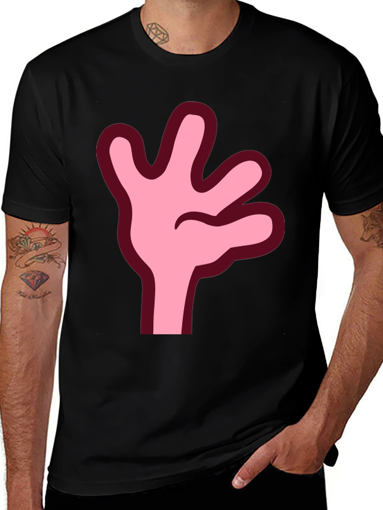 Cartoon Hand Graphic Black T-Shirt