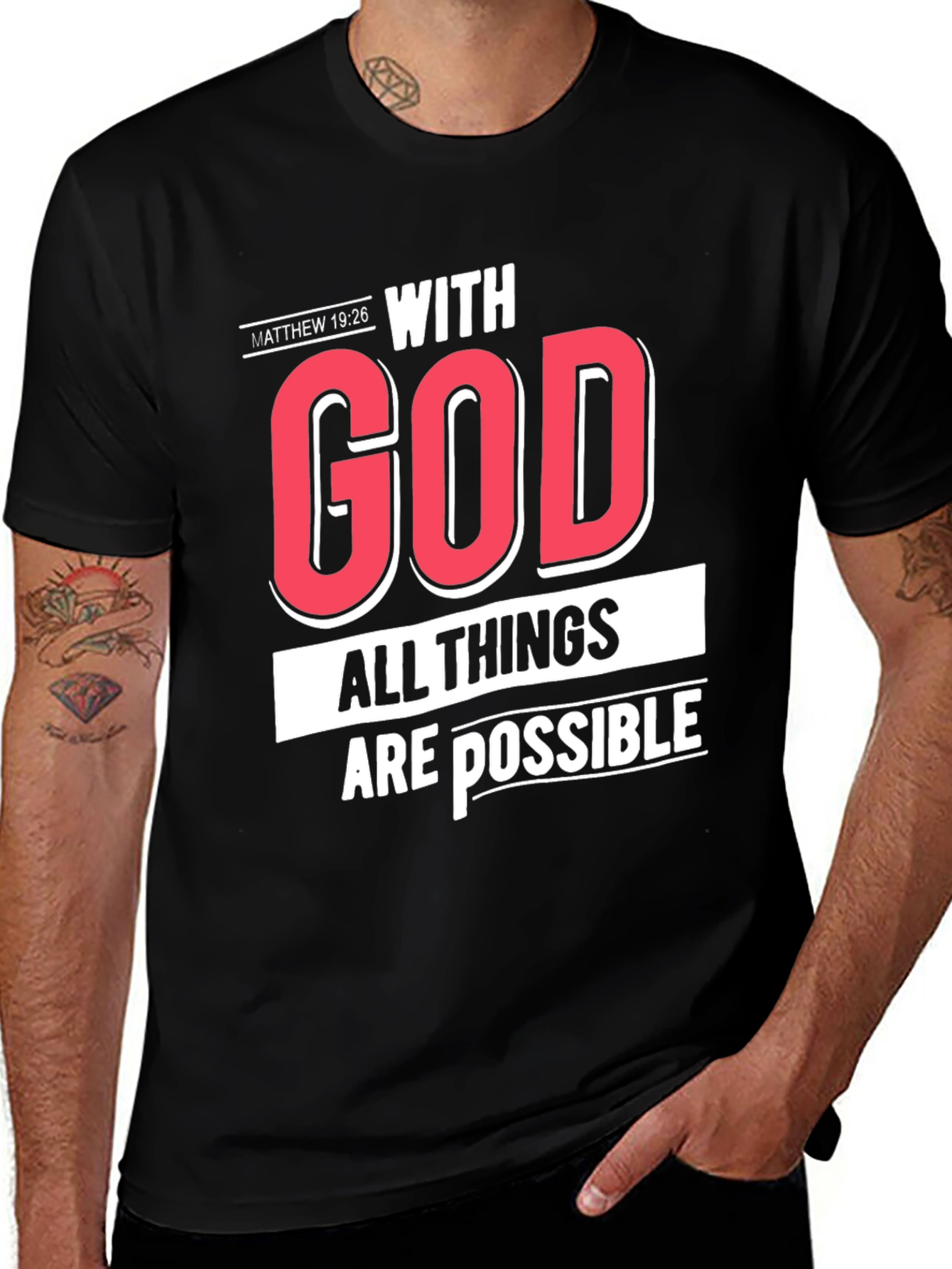 Black With God All Things Are Possible T-Shirt main image