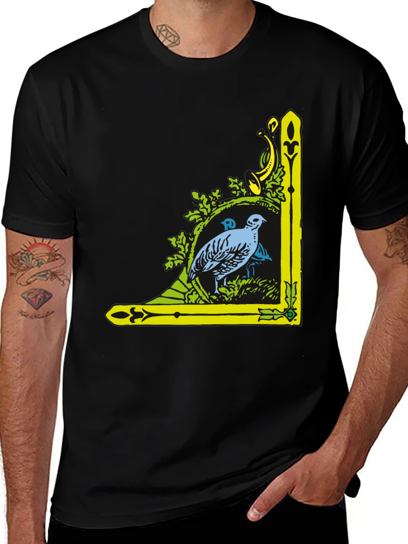 Variant 10 of Vintage Bird Graphic Tee - Black