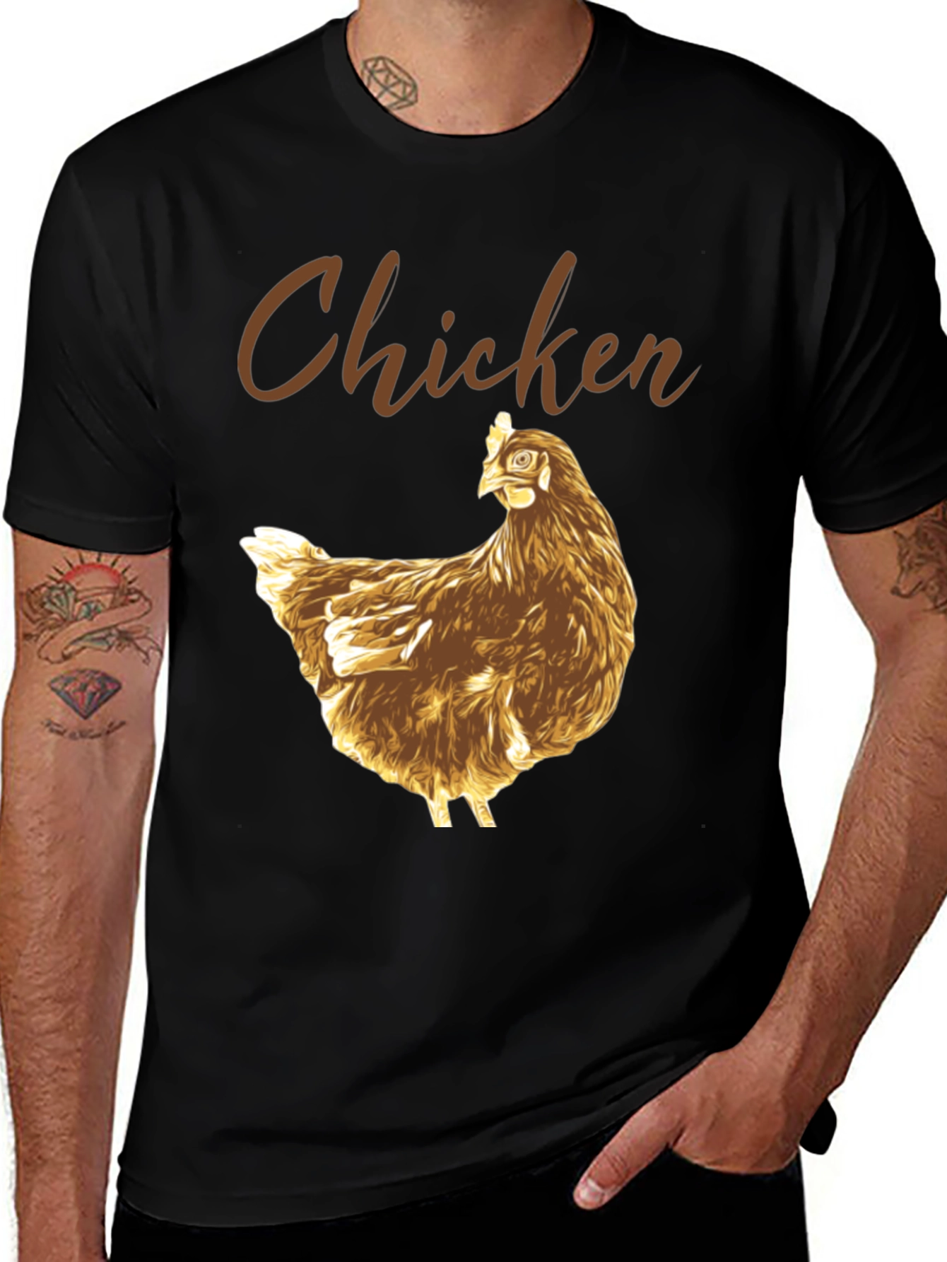Variant 9 of Funny Chicken Graphic Tee - Black Cotton T-Shirt
