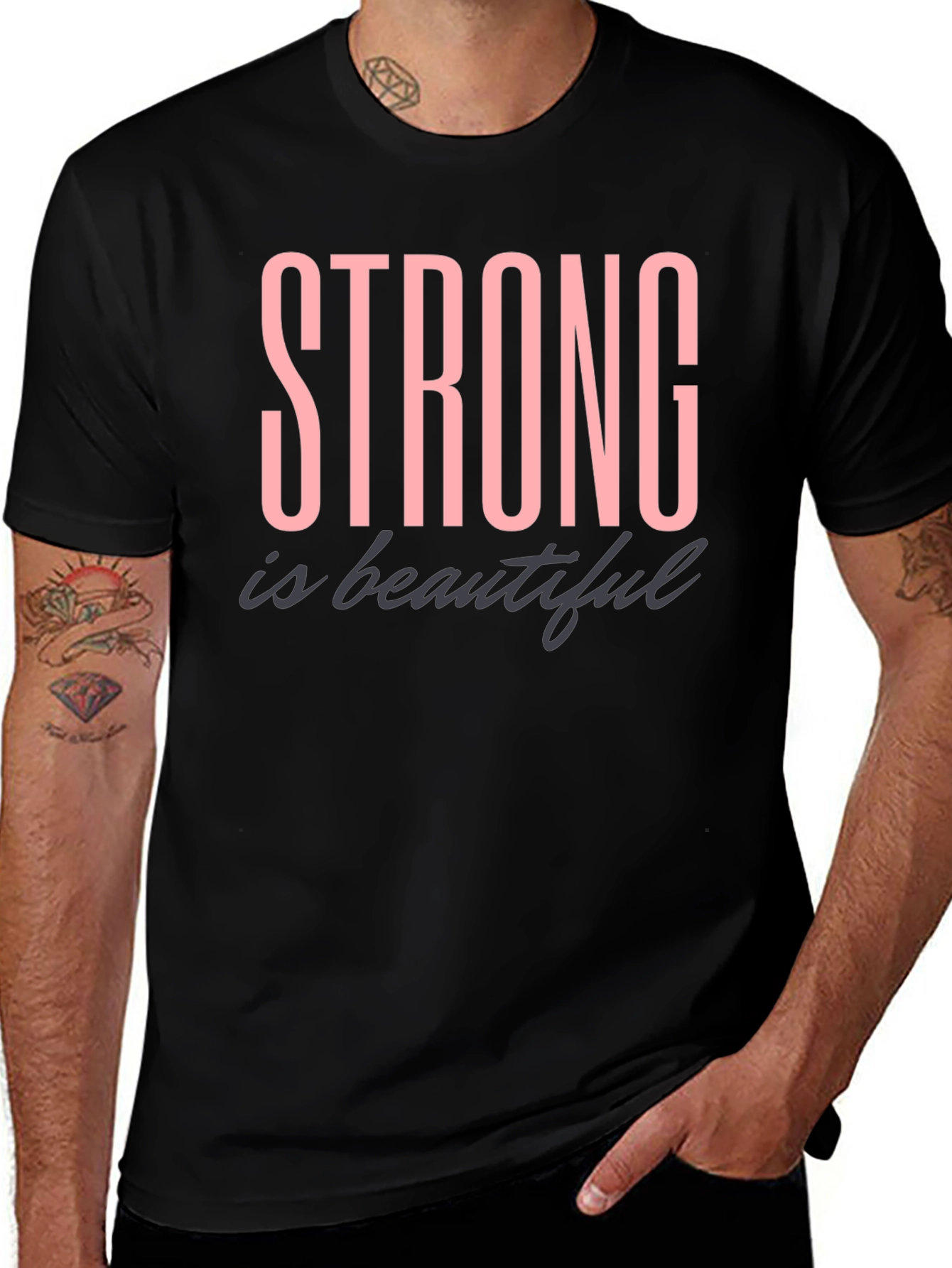 Variant 20 of Strong is Beautiful Graphic Tee - Soft Black Shirt