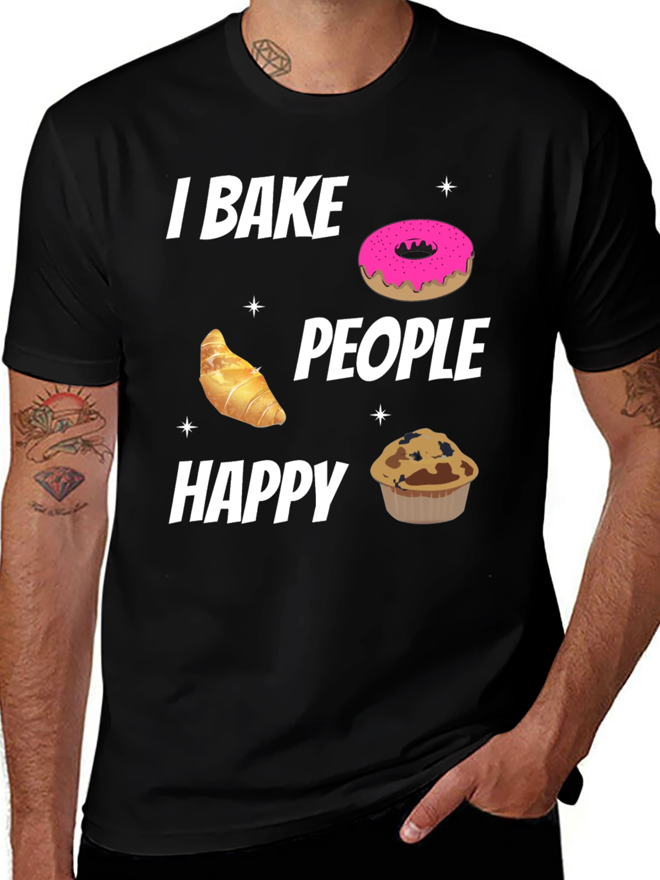 I Bake People Happy Black T-Shirt
