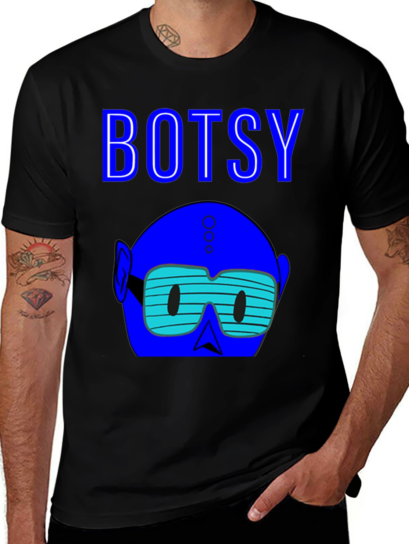 Variant 12 of Botsy Graphic T-Shirt - Cool Blue Design