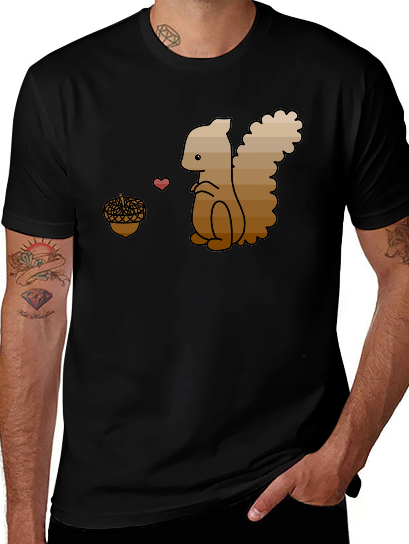 Variant 29 of Squirrel Love Nut Black T-Shirt - Cute Animal Tee