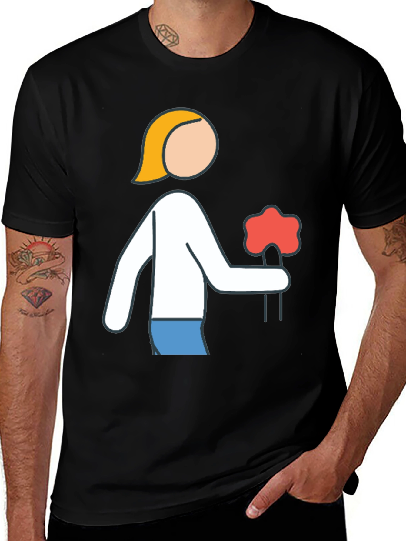 Variant 12 of Stylized Woman Holding Flower Graphic T-Shirt