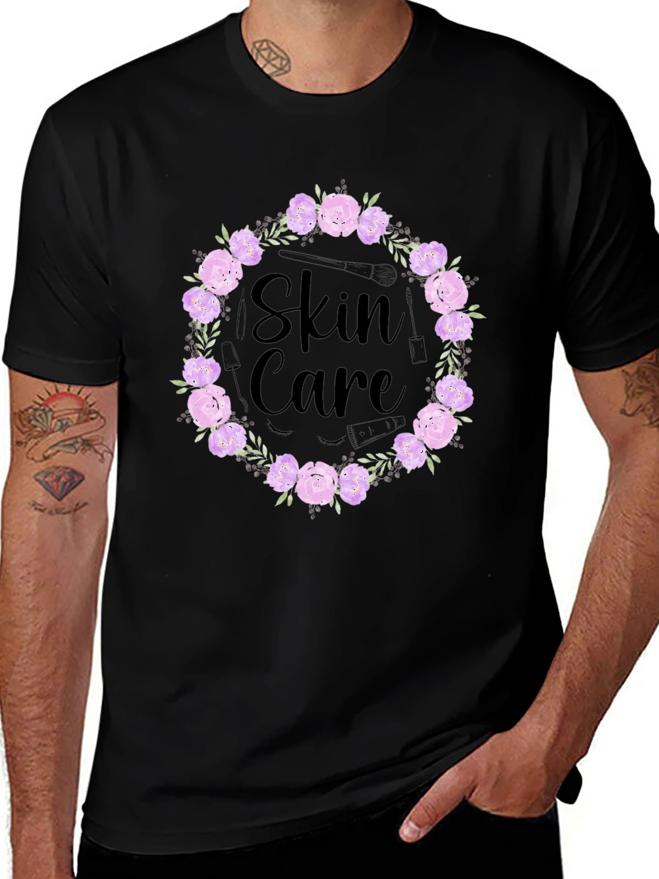 Variant 19 of Skin Care Floral Wreath Graphic T-Shirt