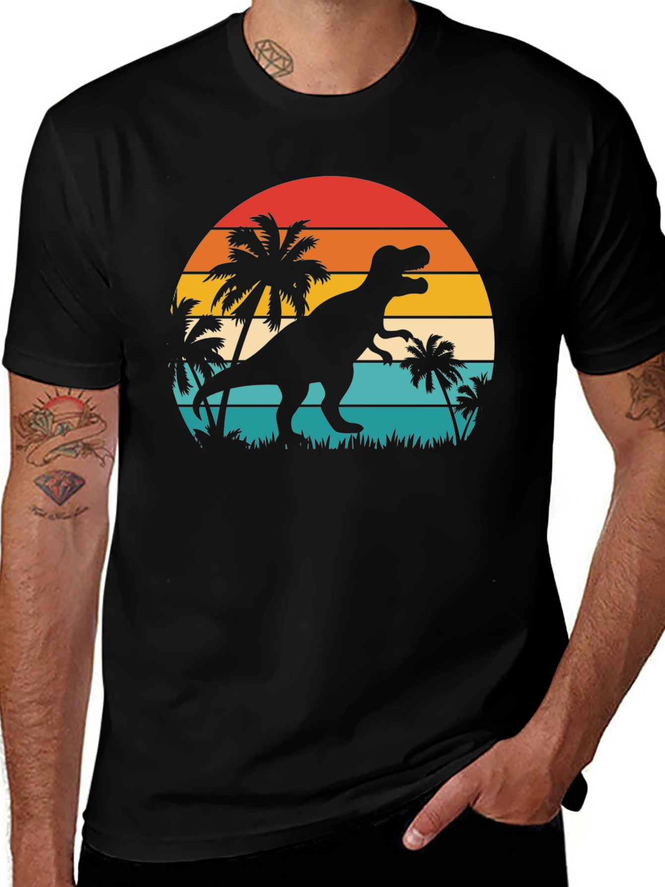 Variant 15 of Retro Dinosaur Sunset T-Shirt