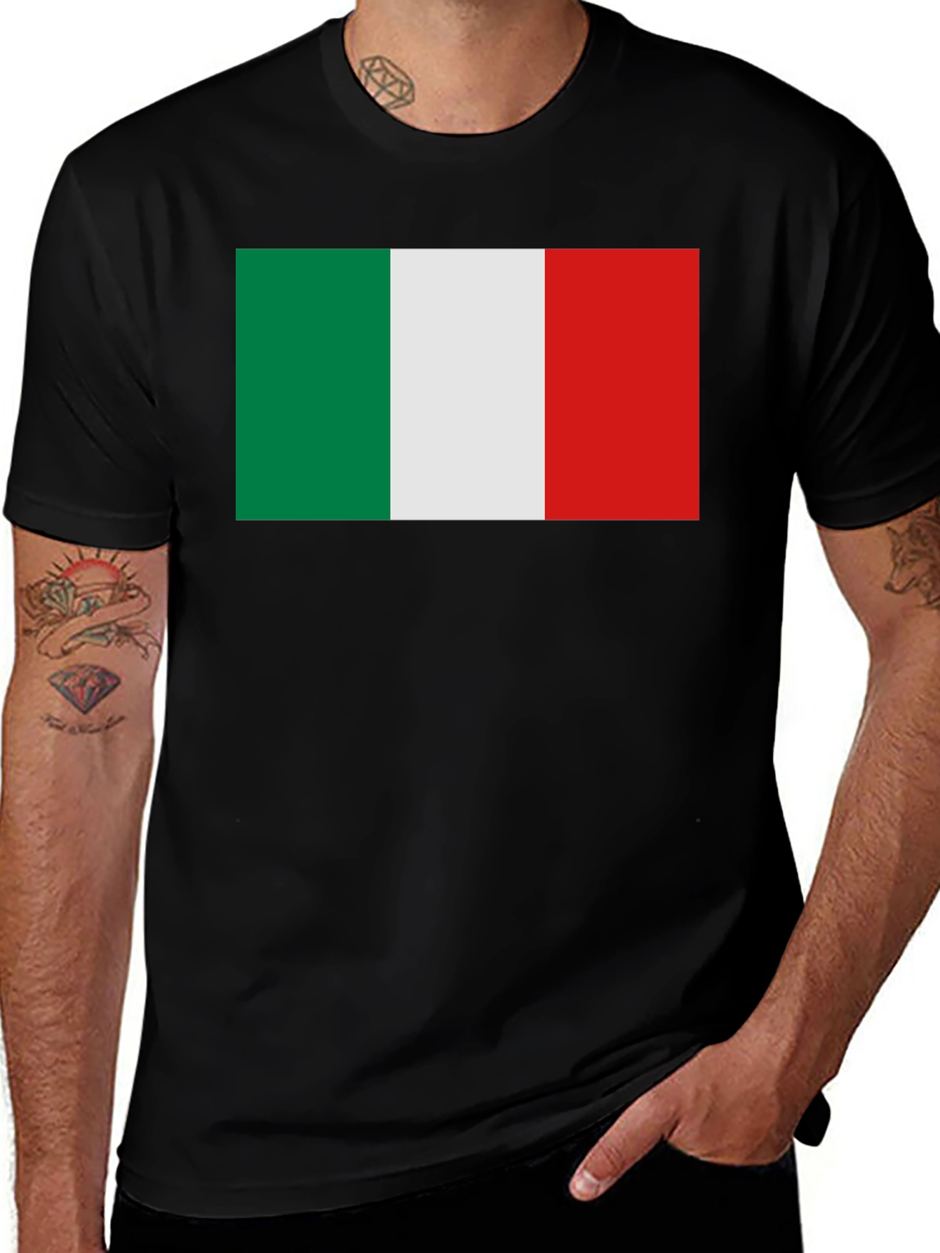 Italy Flag Black T-Shirt