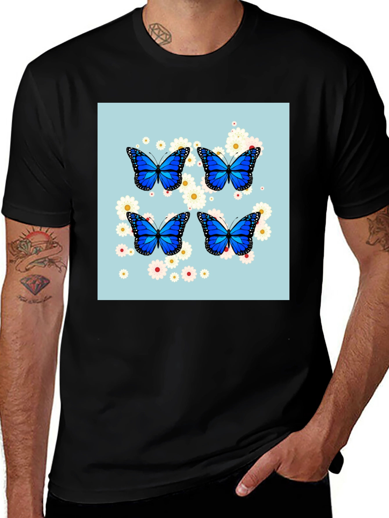 Variant 17 of Butterfly Garden T-Shirt - Black Cotton Tee