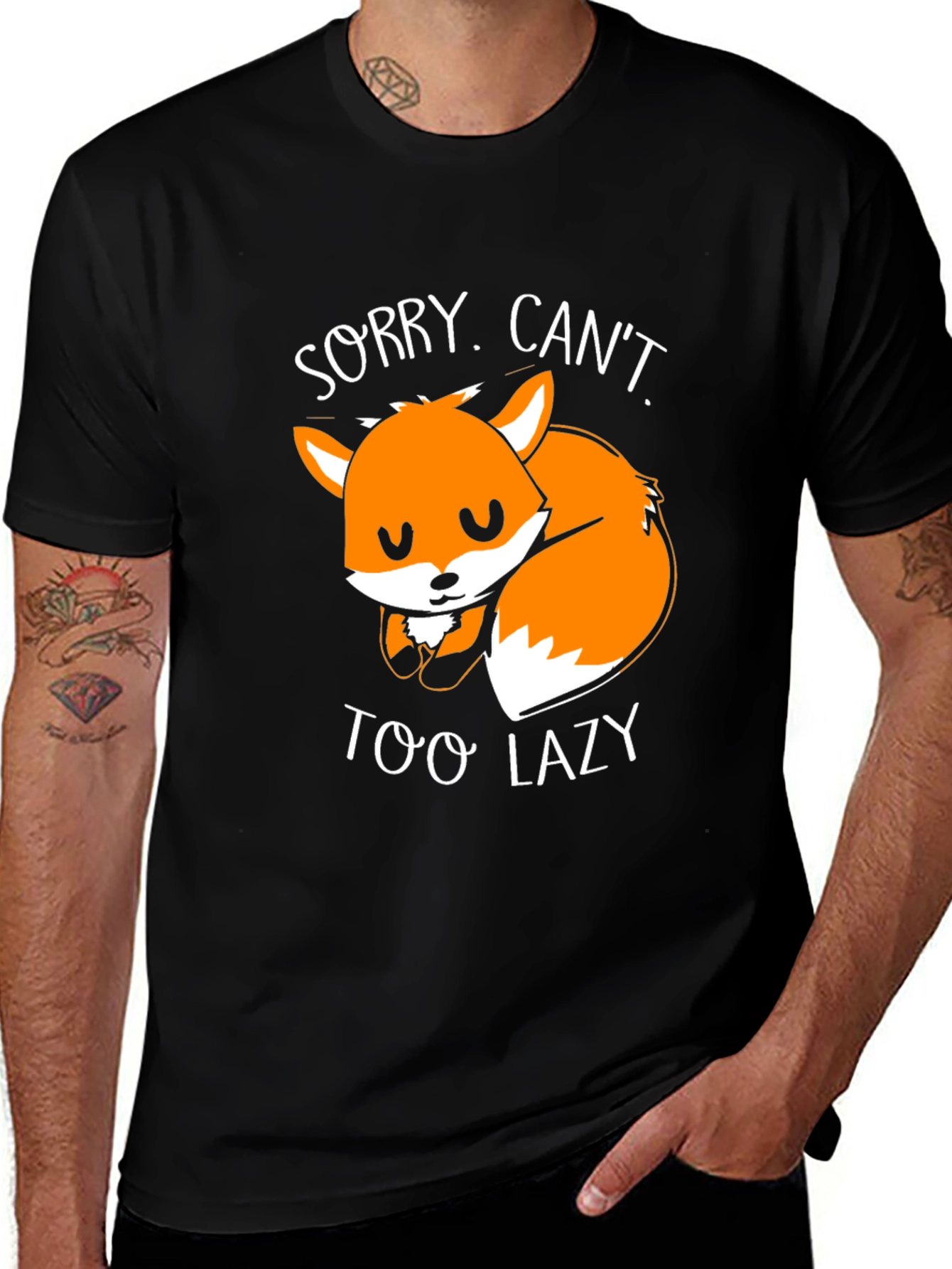 Variant 28 of Sorry Can't Too Lazy Fox Graphic T-Shirt