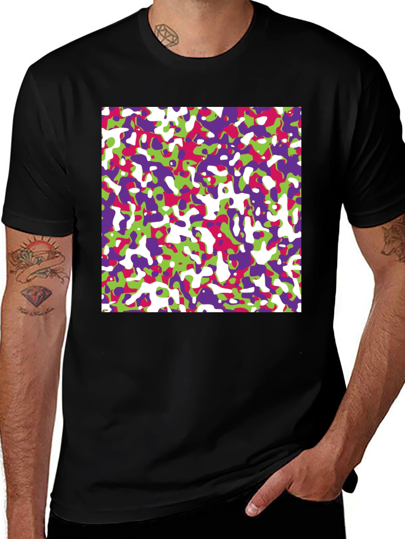 Variant 30 of Abstract Camo Print Black T-Shirt