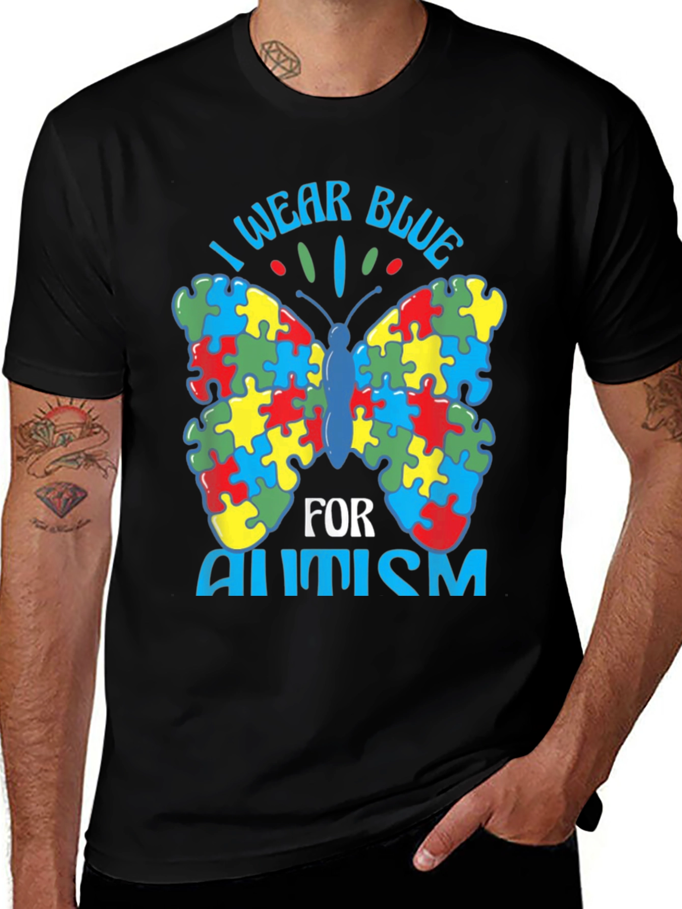 Variant 25 of Autism Awareness Butterfly Puzzle T-Shirt
