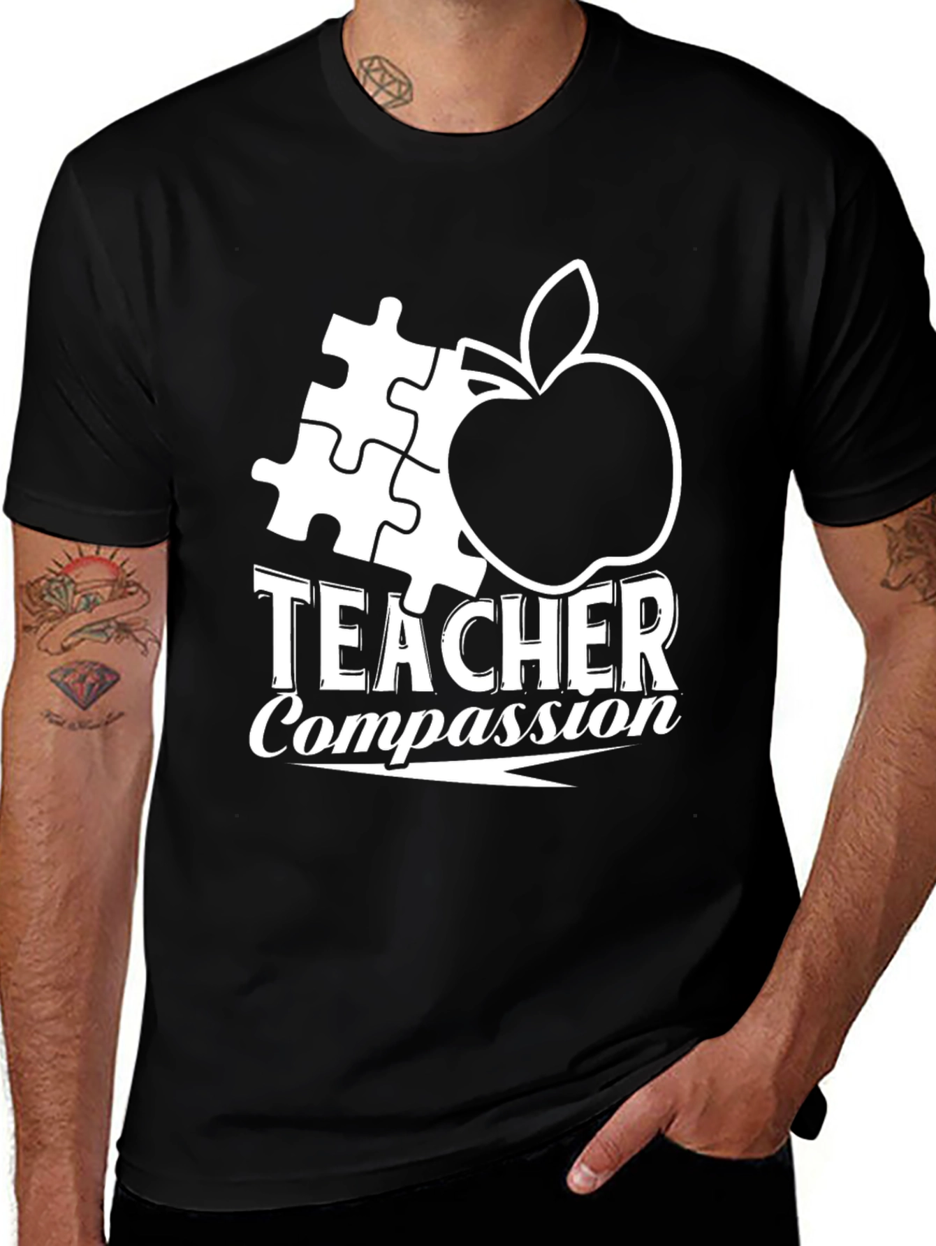 Teacher Compassion T-Shirt: Autism Awareness Apple Puzzle Piece