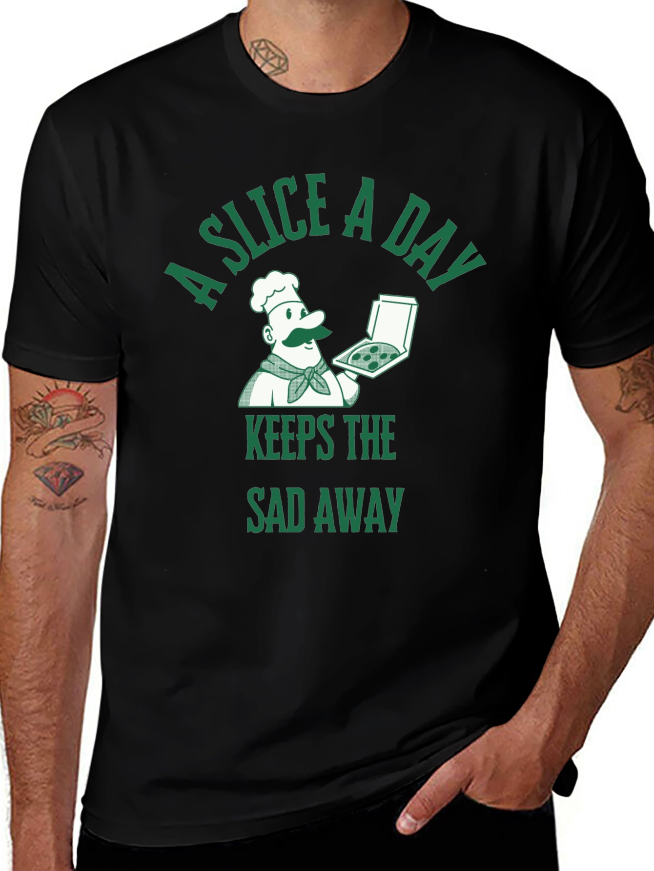 Variant 28 of Pizza Slice T-Shirt: A Slice a Day Keeps the Sad Away