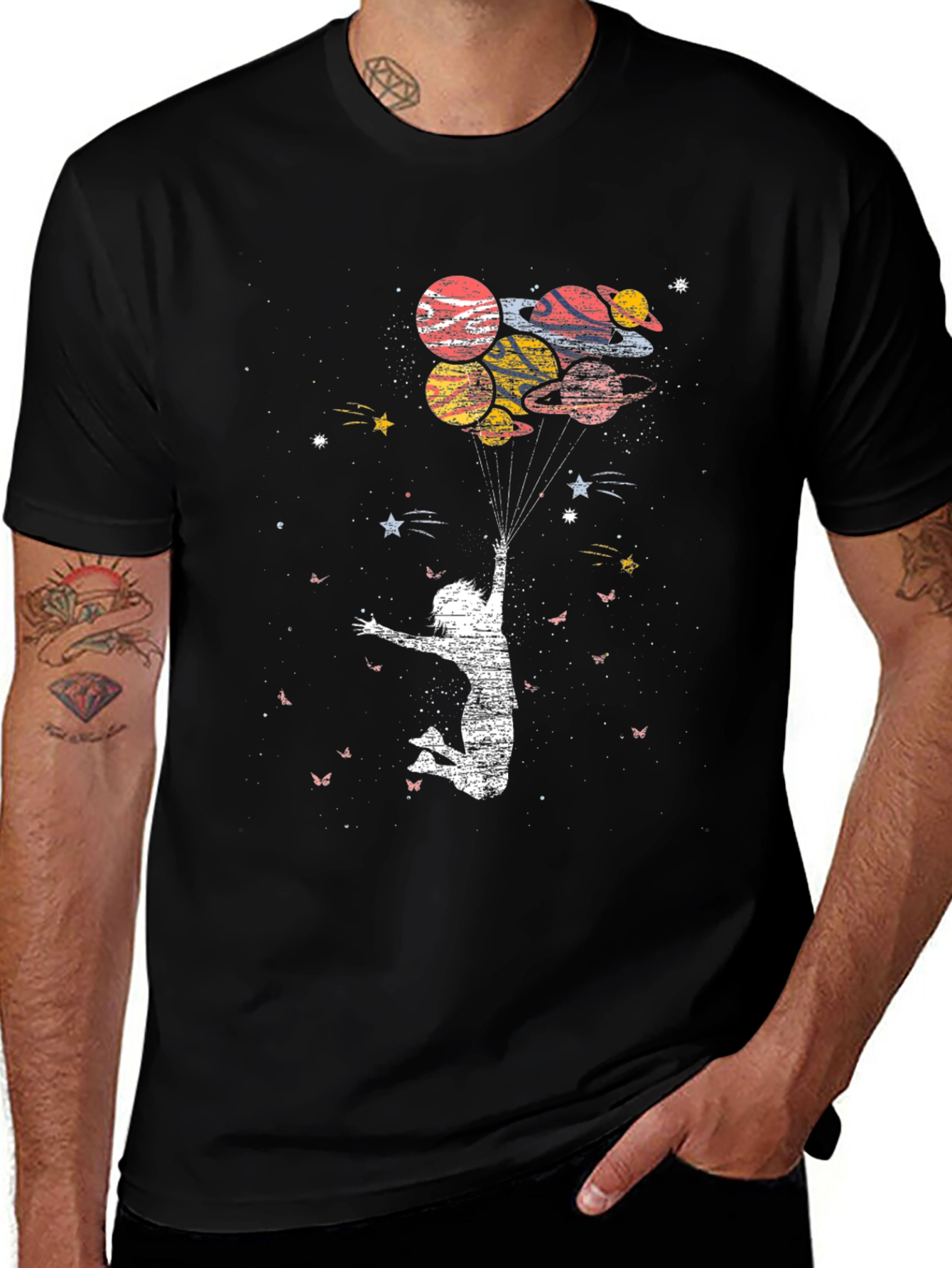 Space Balloons Graphic Tee - Black