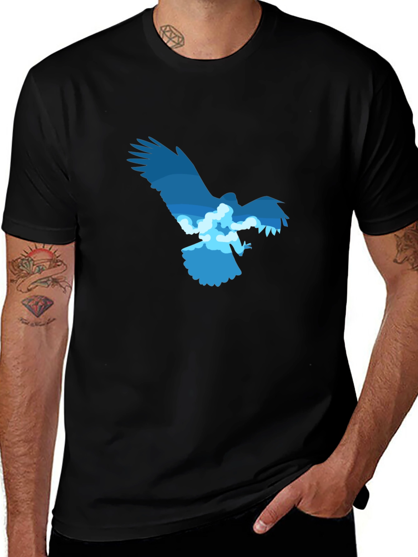 Variant 10 of Eagle Sky Graphic Black T-Shirt
