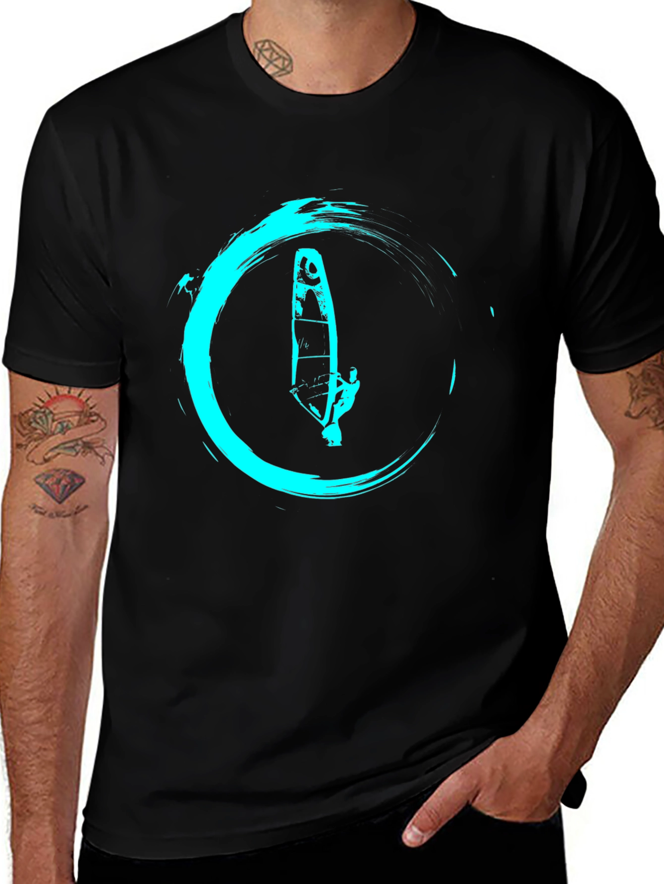 Windsurfer Graphic Tee - Cool Aqua Design