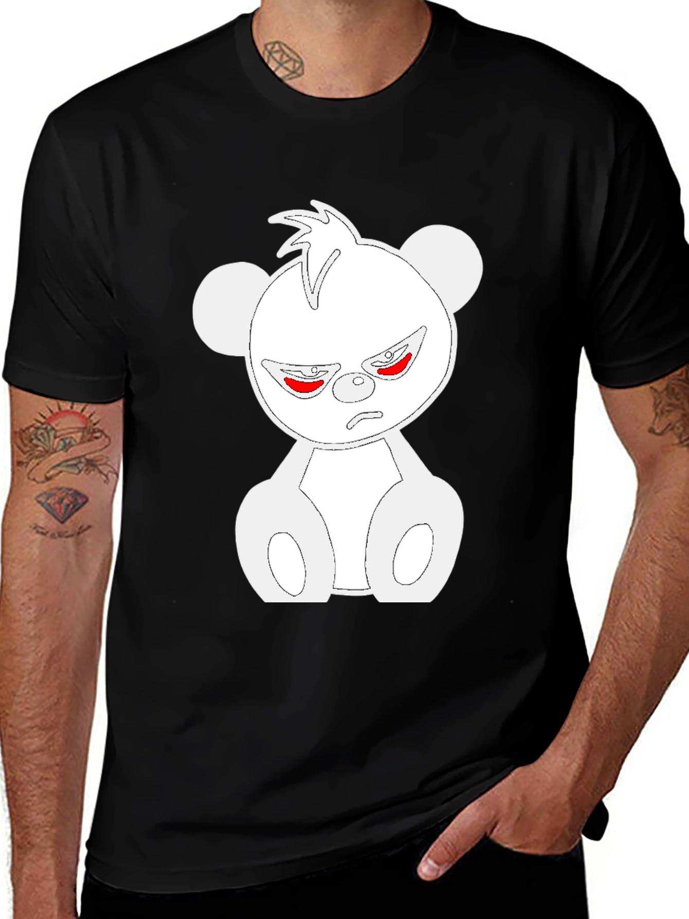 Variant 8 of Men's Black T-Shirt with Grumpy Bear Graphic