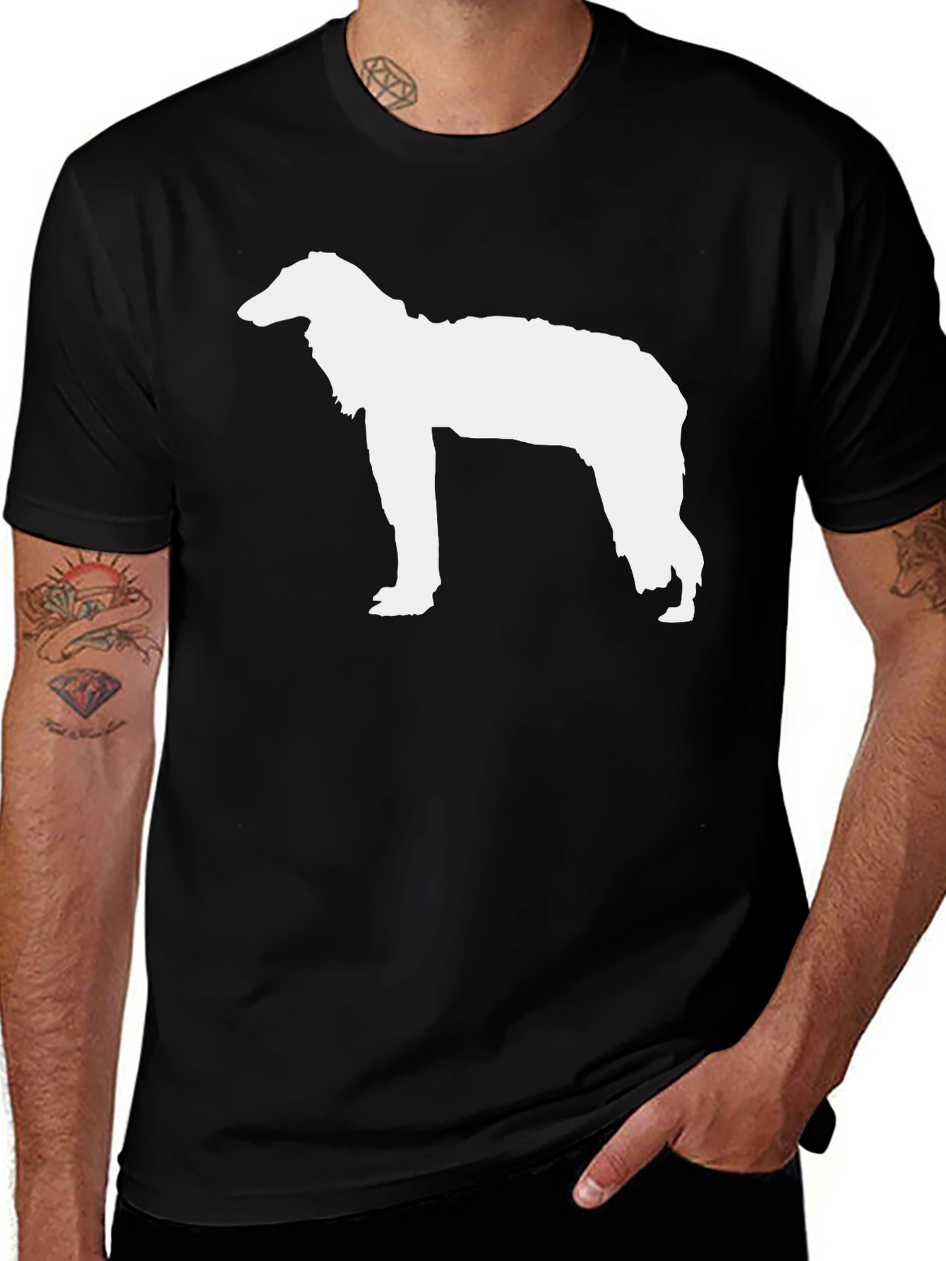 Borzoi Silhouette Graphic Tee - Black