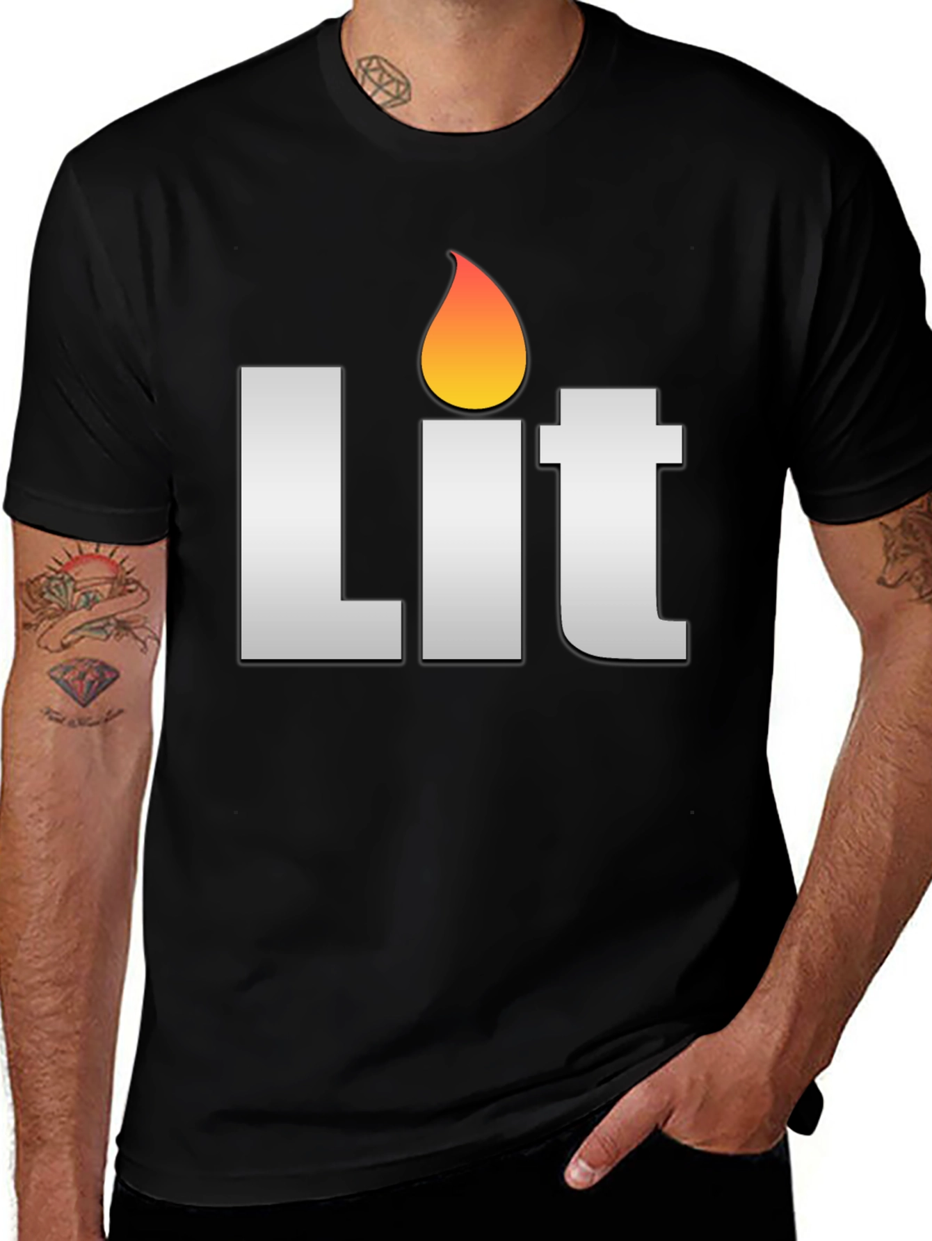 Variant 20 of Lit Graphic T-Shirt - Trendy Flame Design