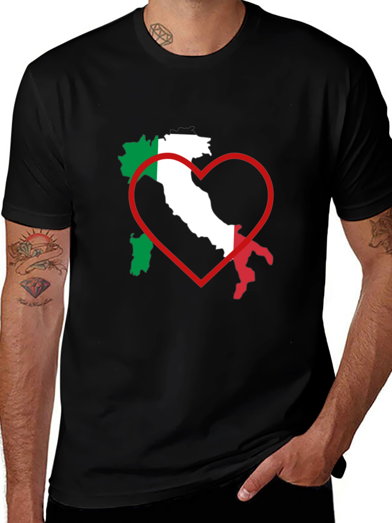 Italy Heart T-Shirt - Italian Flag Pride Tee