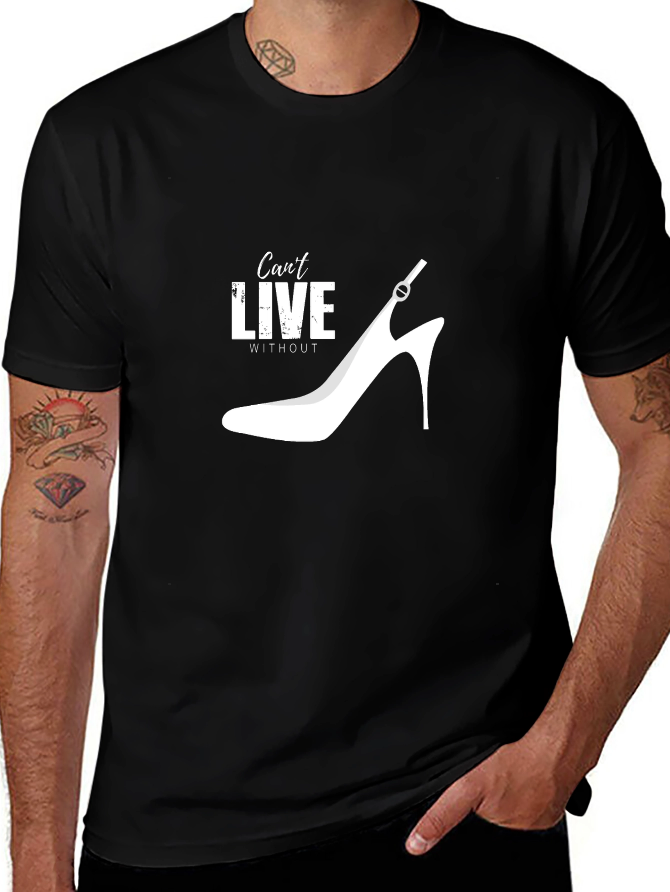 Variant 3 of Can't Live Without Heels T-Shirt - Black