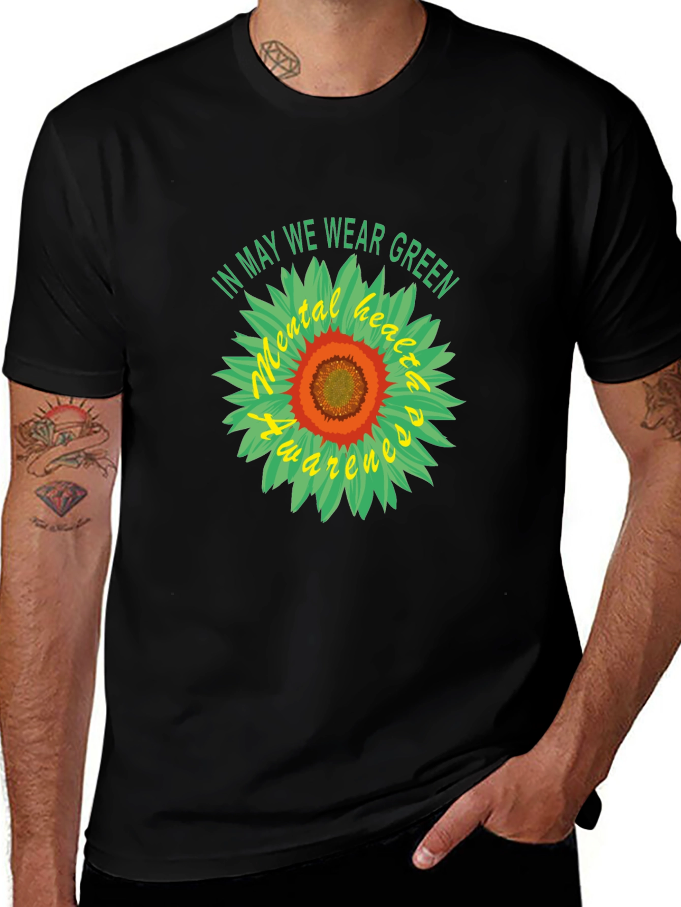 Variant 26 of Mental Health Awareness Green Sunflower T-Shirt