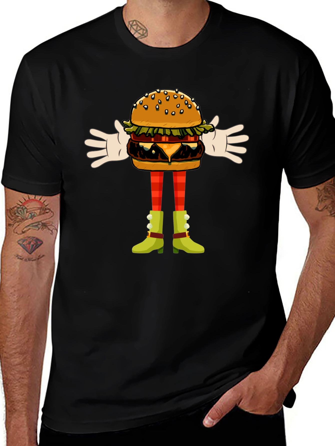 Variant 24 of Funny Burger Character Graphic Tee