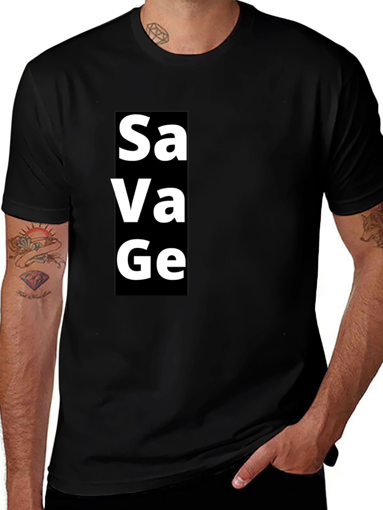 Variant 27 of Savage Graphic Tee - Black Cotton Blend