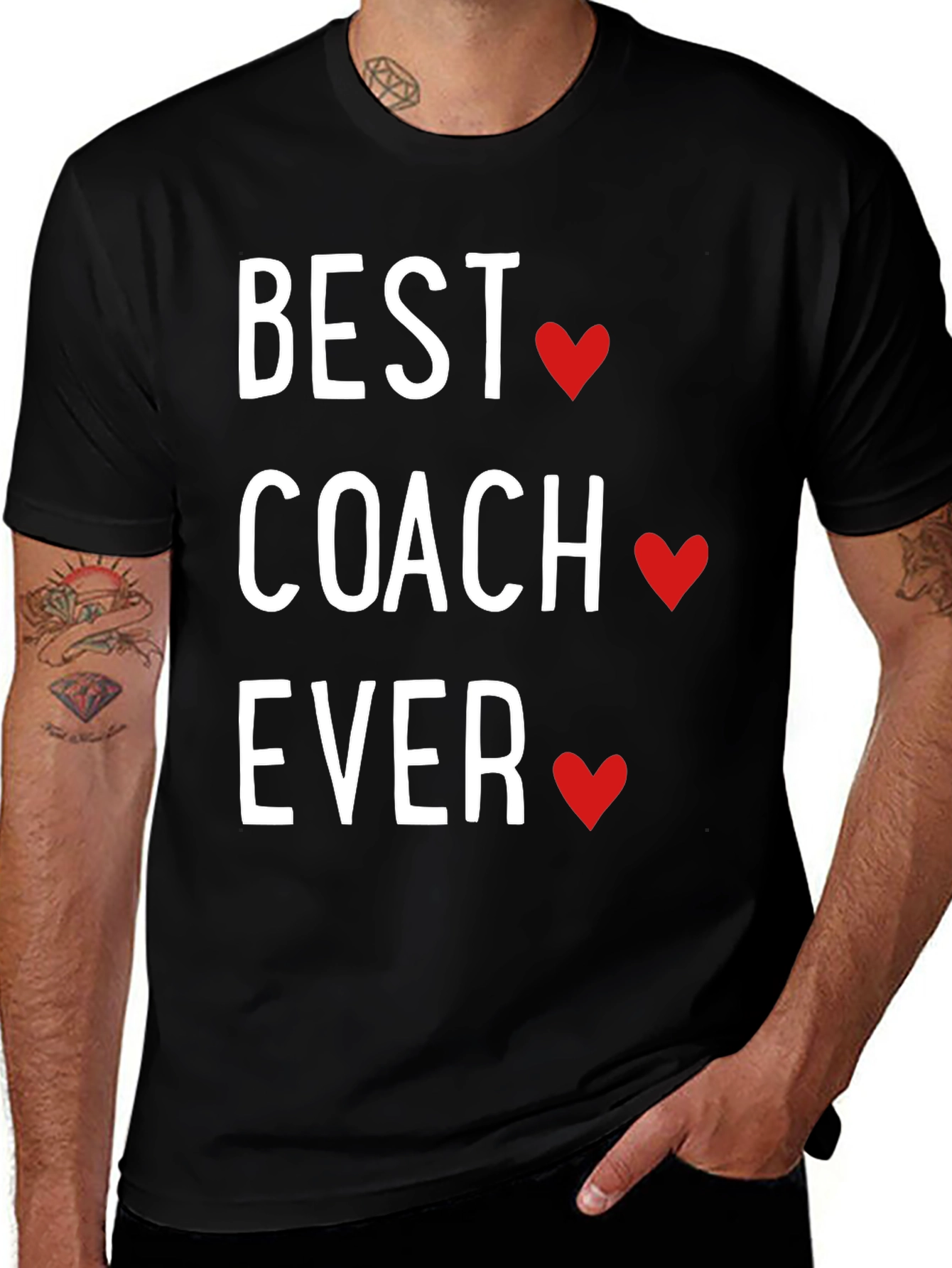 Best Coach Ever T-Shirt - Heart Design, Gift Idea