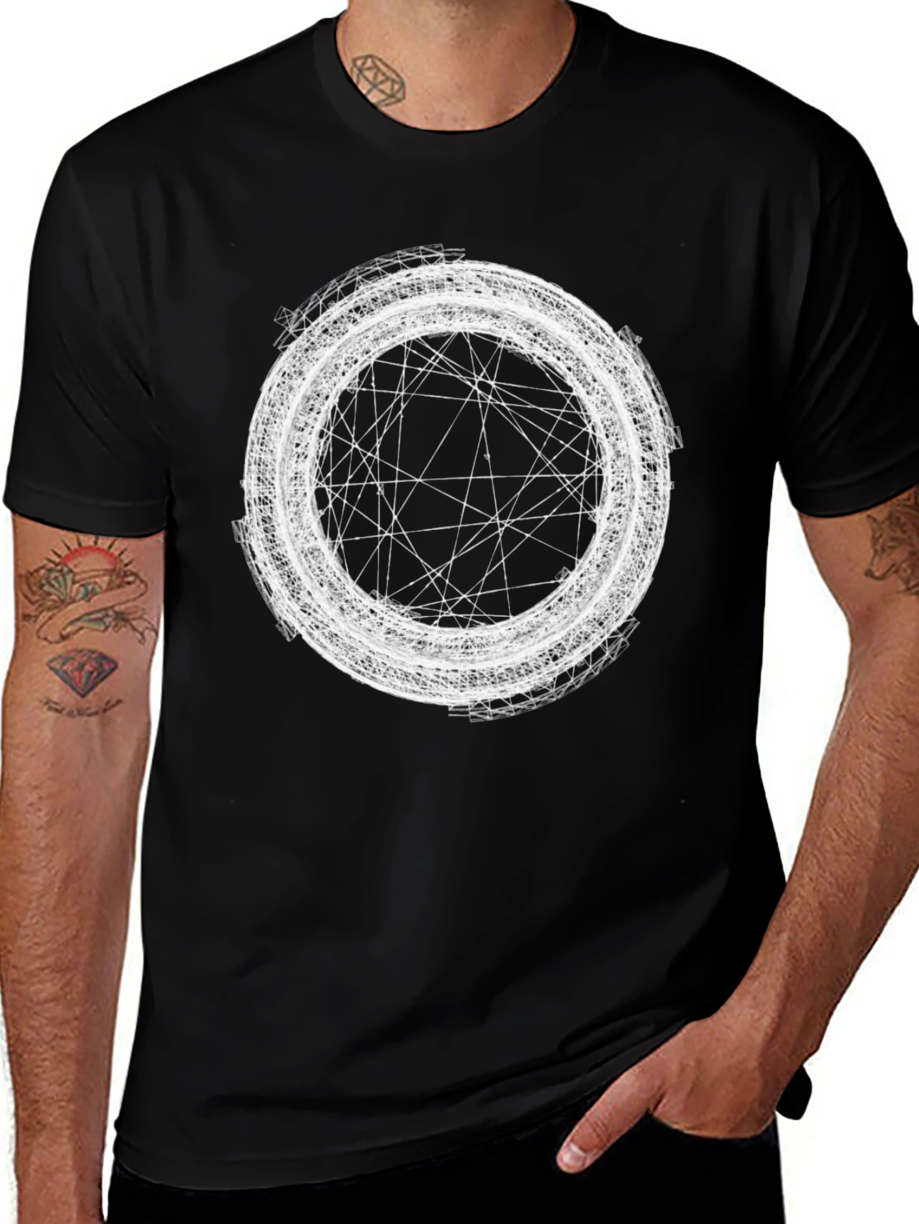 Variant 6 of Abstract Circle Graphic Black T-Shirt