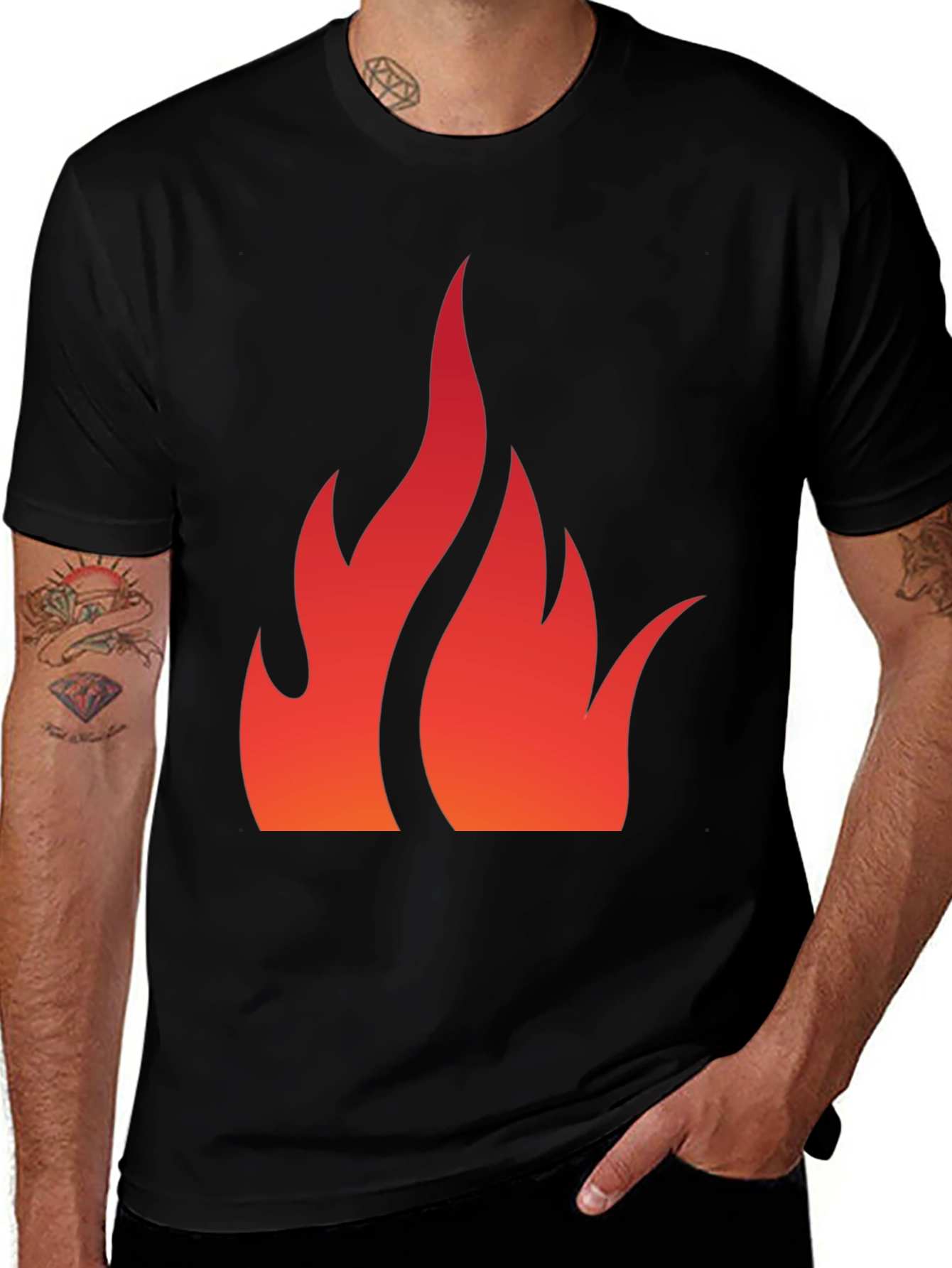 Variant 15 of Men's Black T-Shirt with Flame Graphic