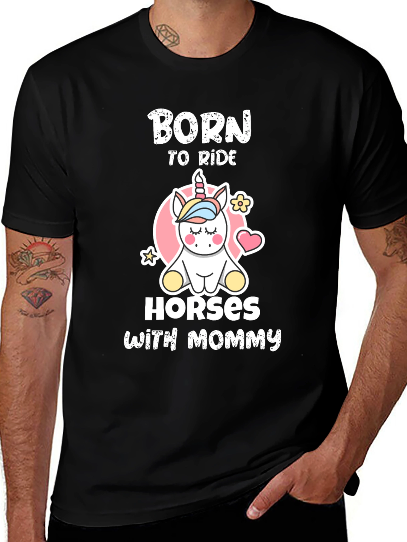 Born to Ride Horses with Mommy Black T-Shirt