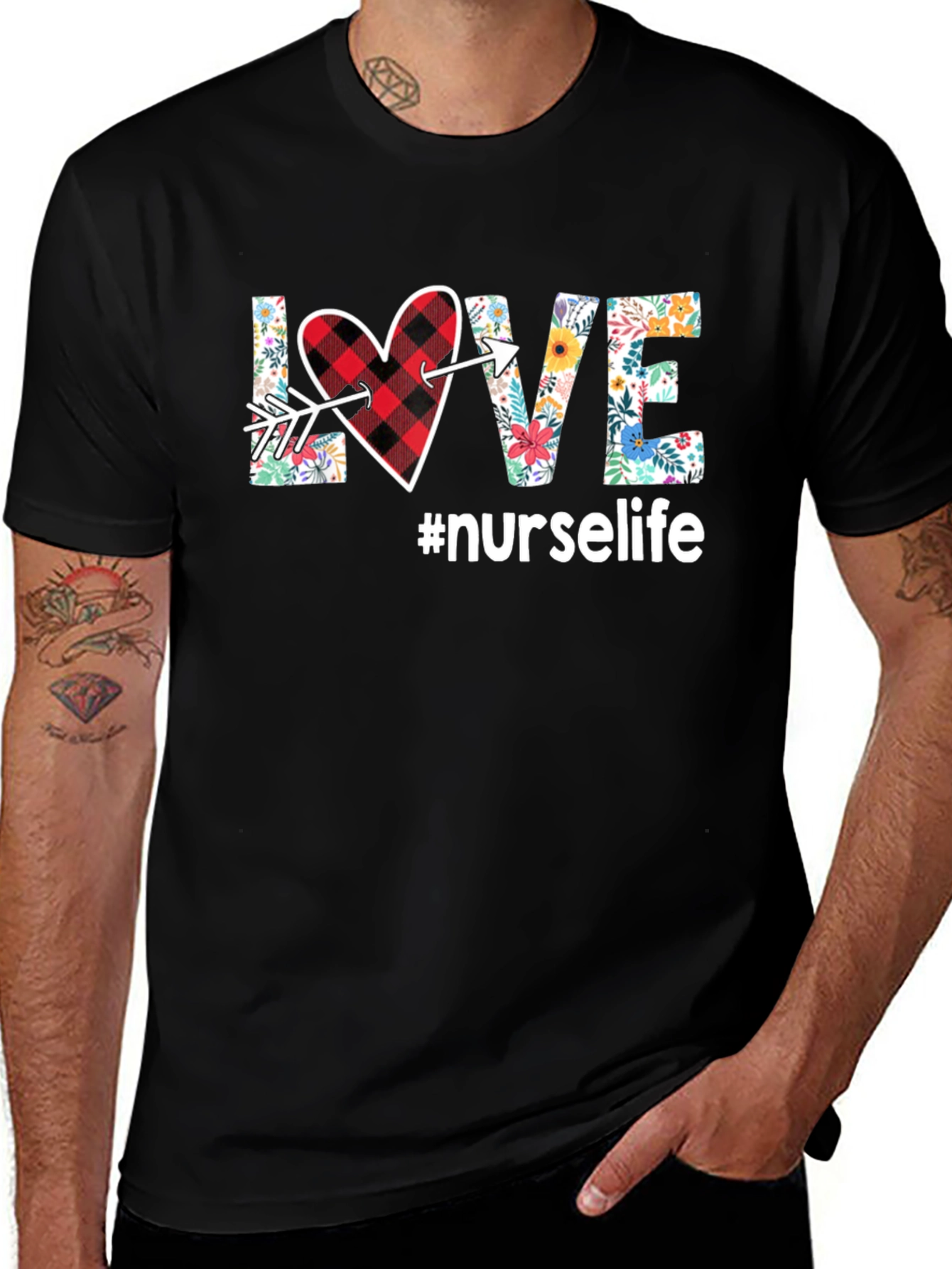 Variant 19 of Nurse Life Floral Love T-Shirt