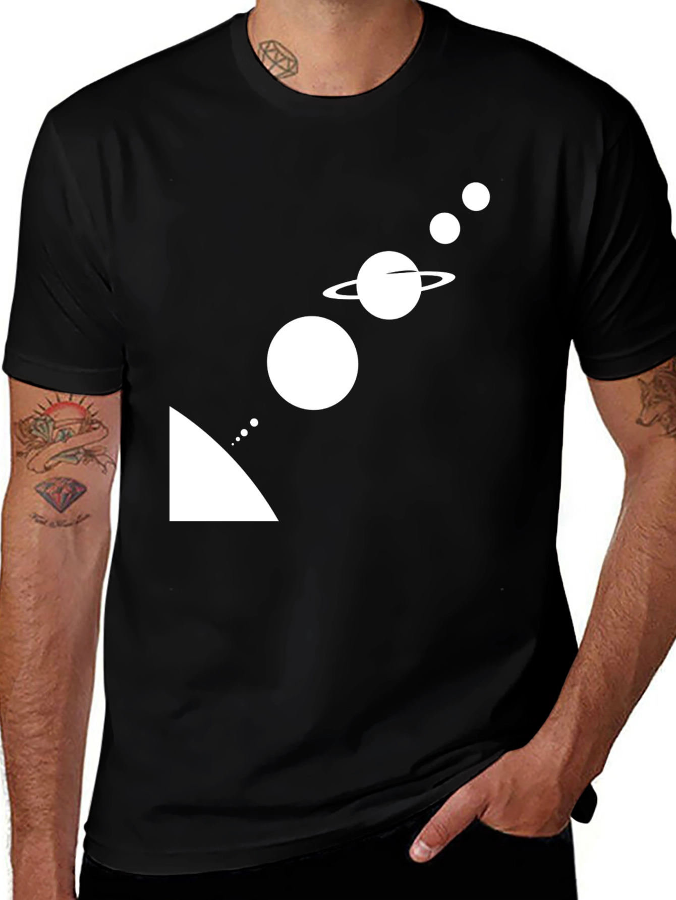 Variant 26 of Solar System Graphic Tee - Black Cotton Blend