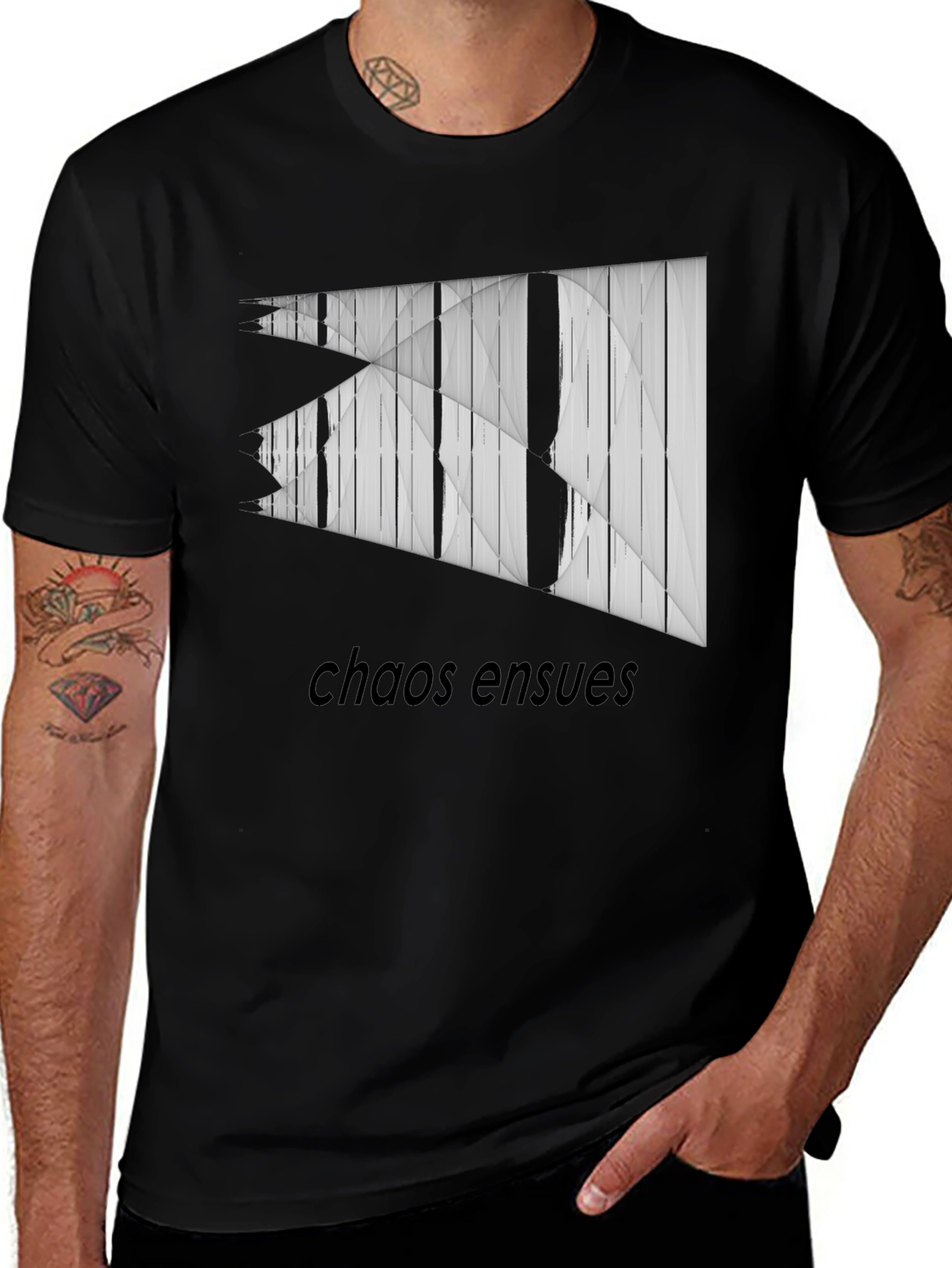 Variant 27 of Chaos Ensues Graphic Tee - Modern Abstract Design