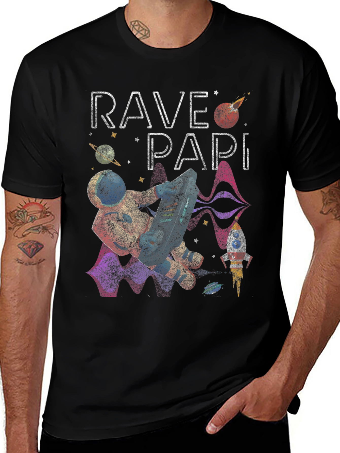 Variant 24 of Rave Papi Graphic T-Shirt - Astronaut DJ in Space