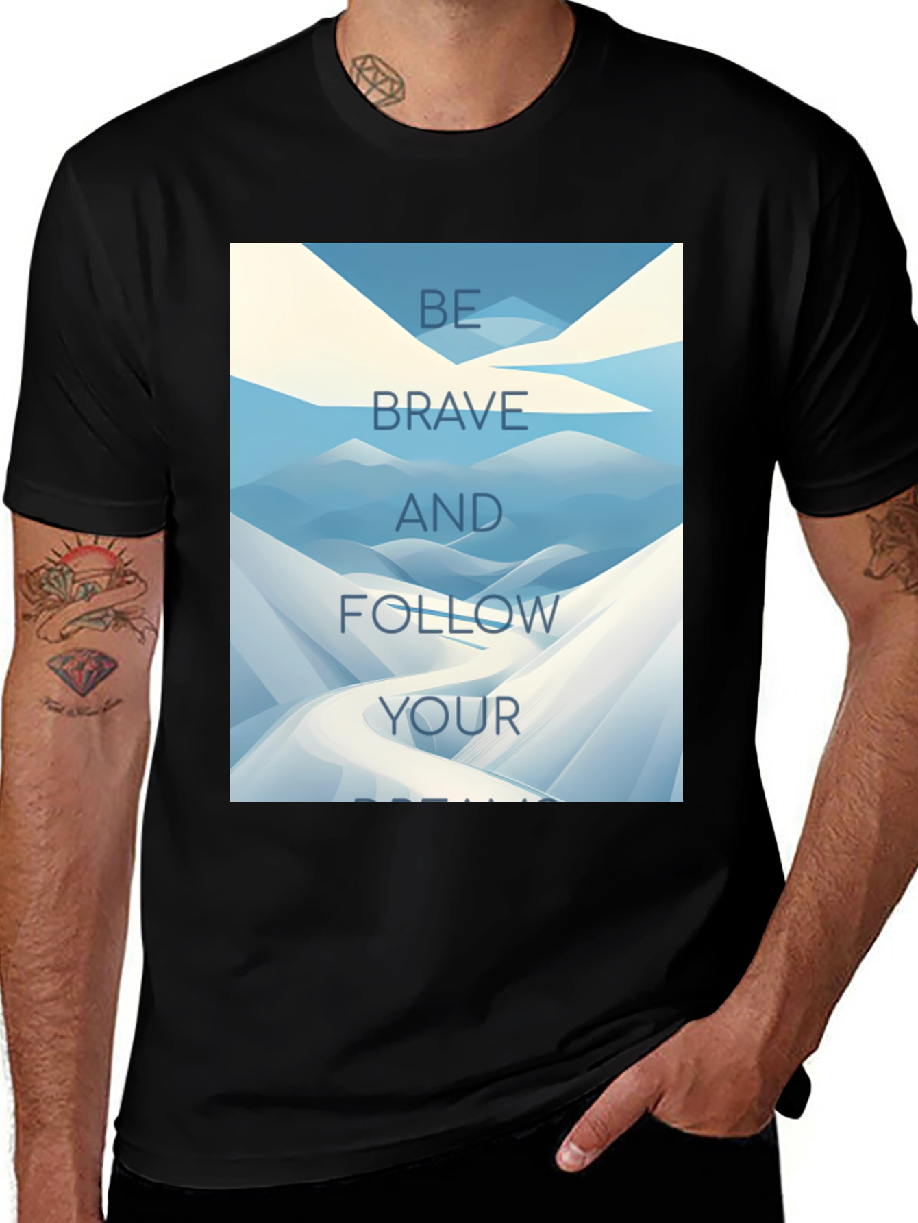 Variant 26 of Be Brave T-Shirt - Mountain Design, Follow Your Path