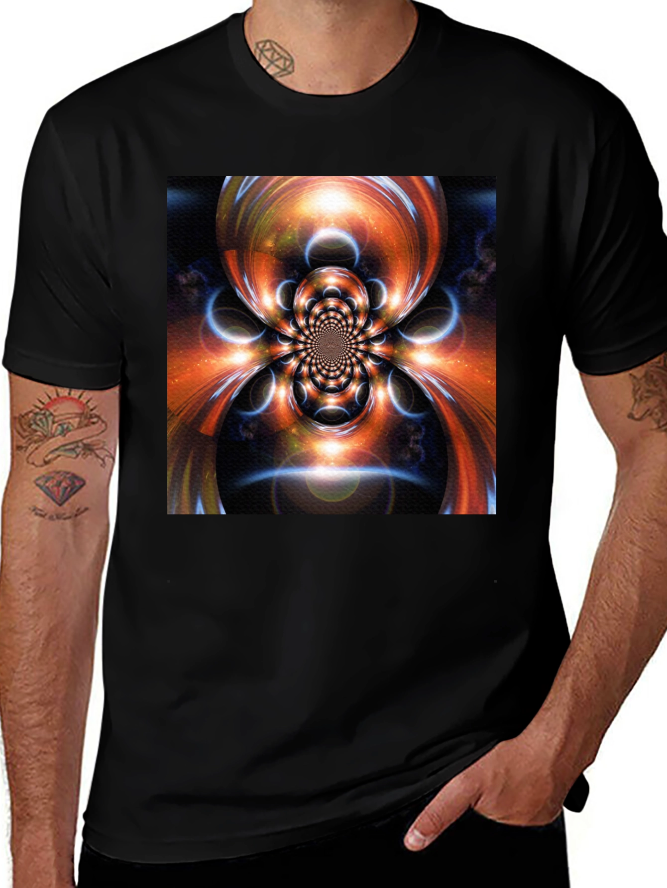 Variant 5 of Abstract Fractal Graphic Print Black T-Shirt