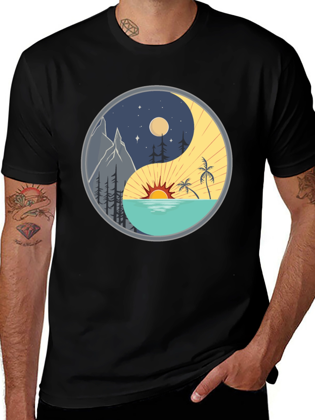 Yin Yang Nature T-Shirt - Day Night Balance