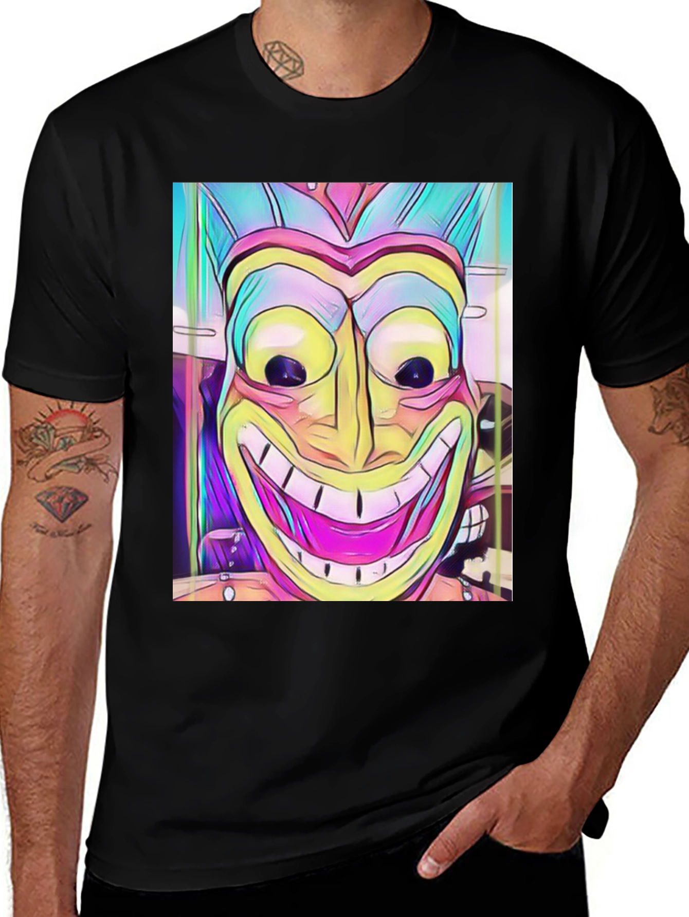 Variant 29 of Crazy Smiling Face Graphic Tee - Bold, Unique Design