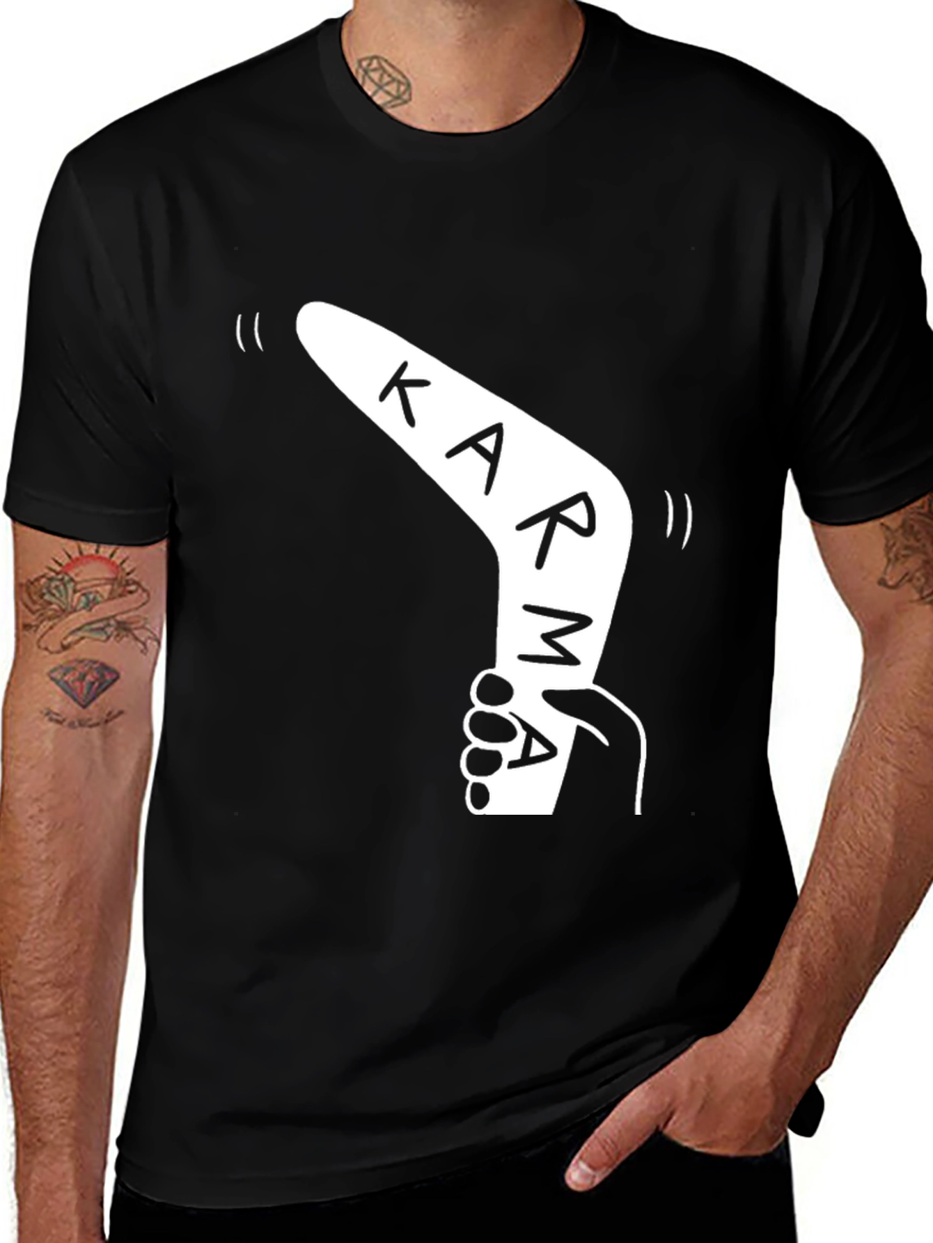 Variant 12 of Karma Boomerang Graphic Tee - Black Unisex T-Shirt